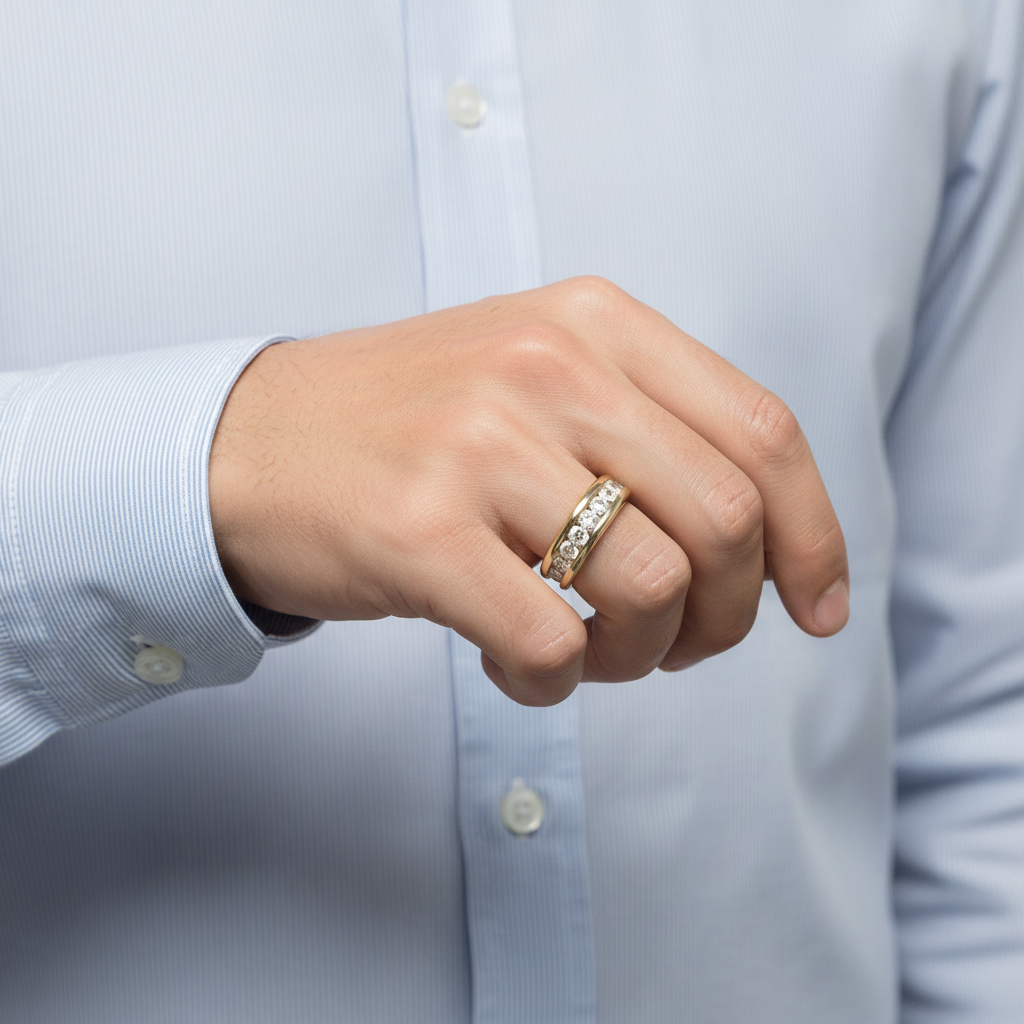14K Yellow Gold Diamond Mens Ring - 1.03ct