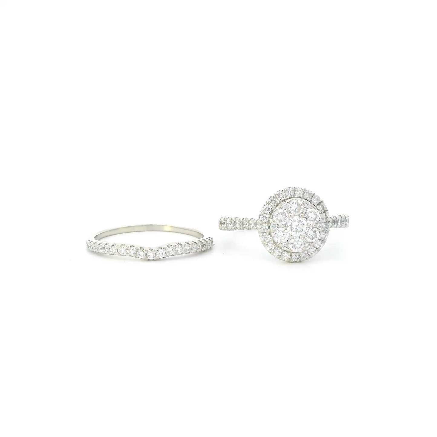 10K White Gold Lab Grown Diamond Womens Engagement & Wedding Ring Set - 1.04ct
