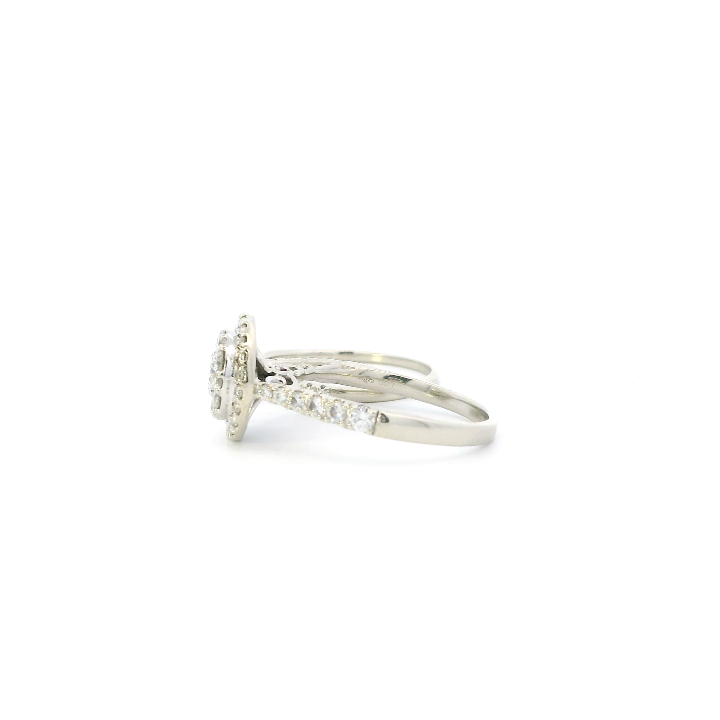 10K White Gold Lab Grown Diamond Womens Engagement & Wedding Ring Set - 1.04ct
