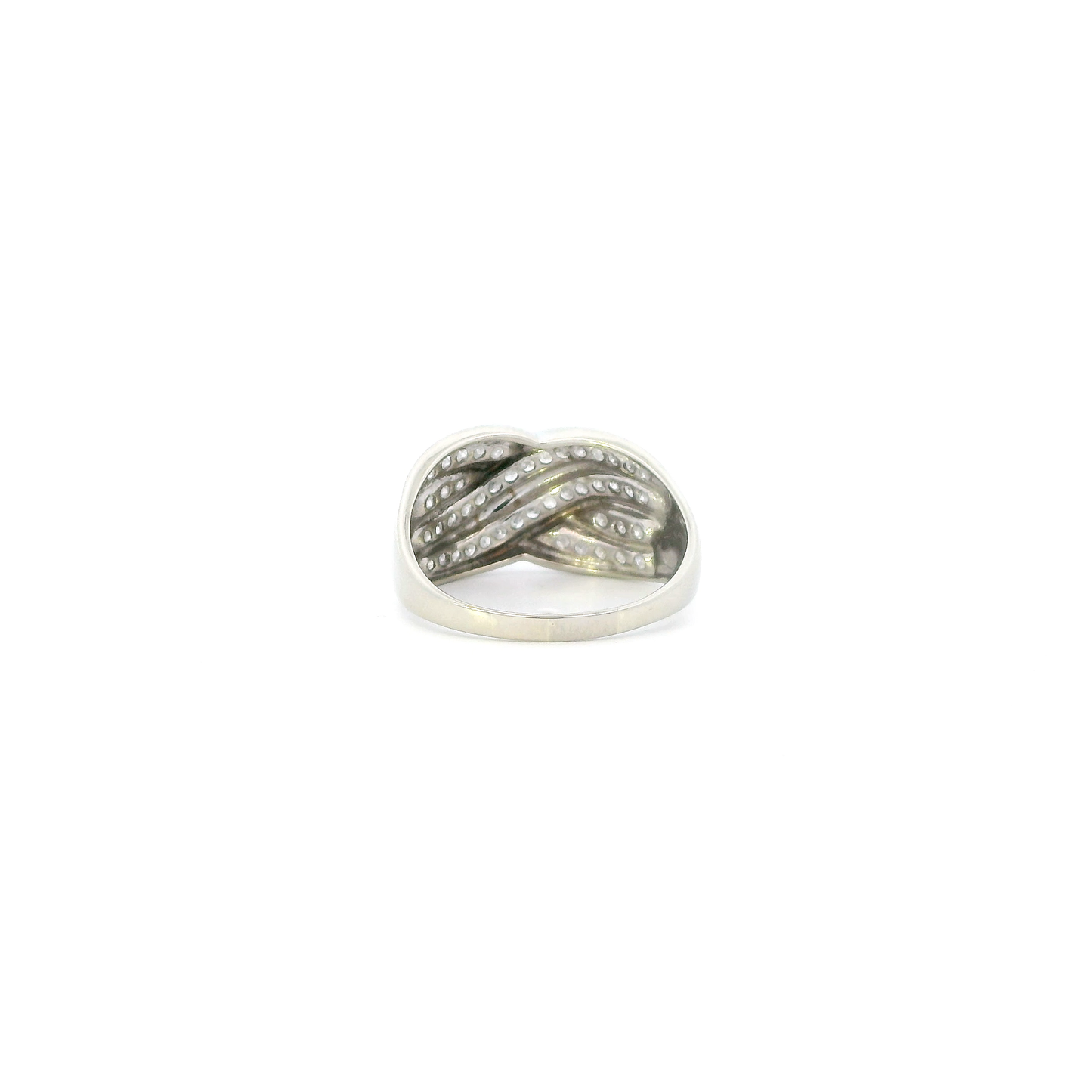 10K White Gold Diamond Criss Cross Womens Ring