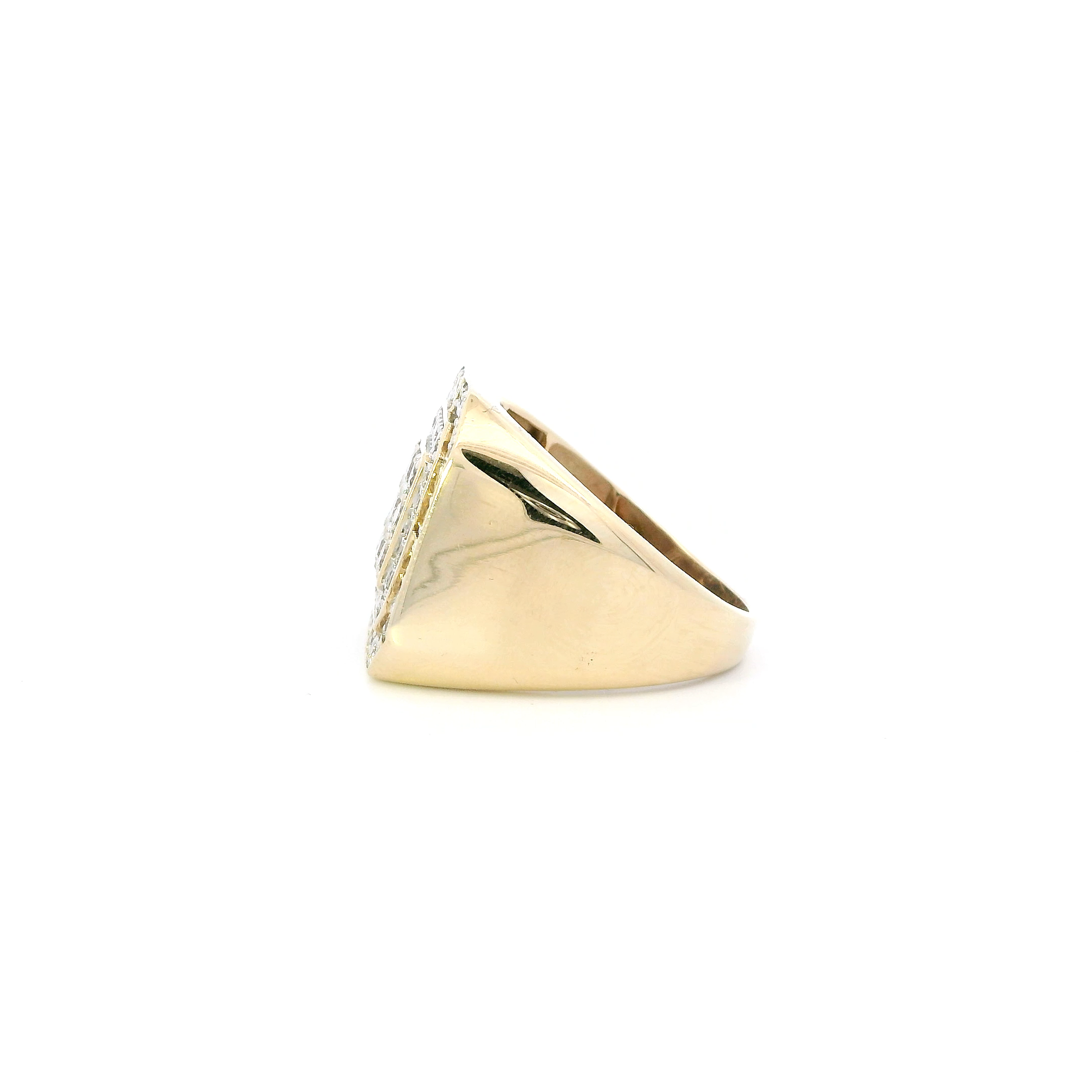 10K Yellow Gold Diamond Square Mens Ring - 2.02ct