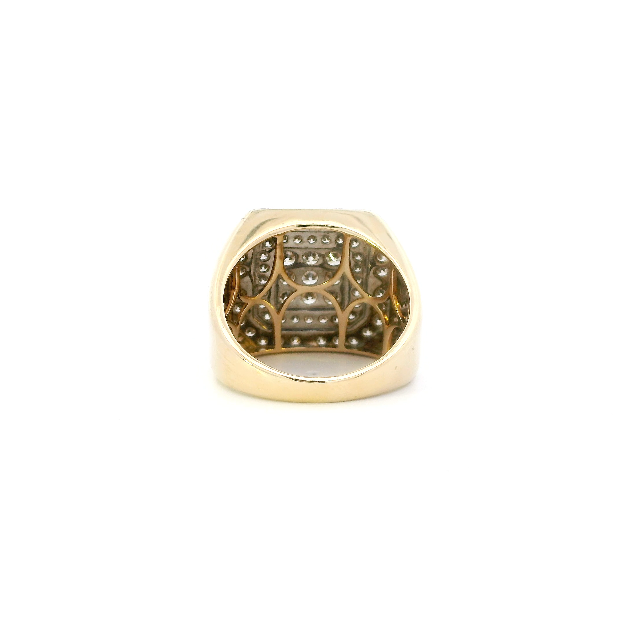 10K Yellow Gold Diamond Square Mens Ring - 2.02ct
