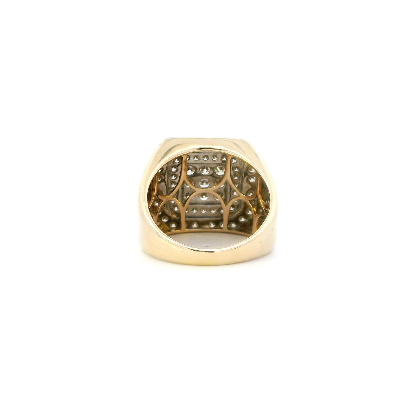 10K Yellow Gold Diamond Square Mens Ring - 2.02ct
