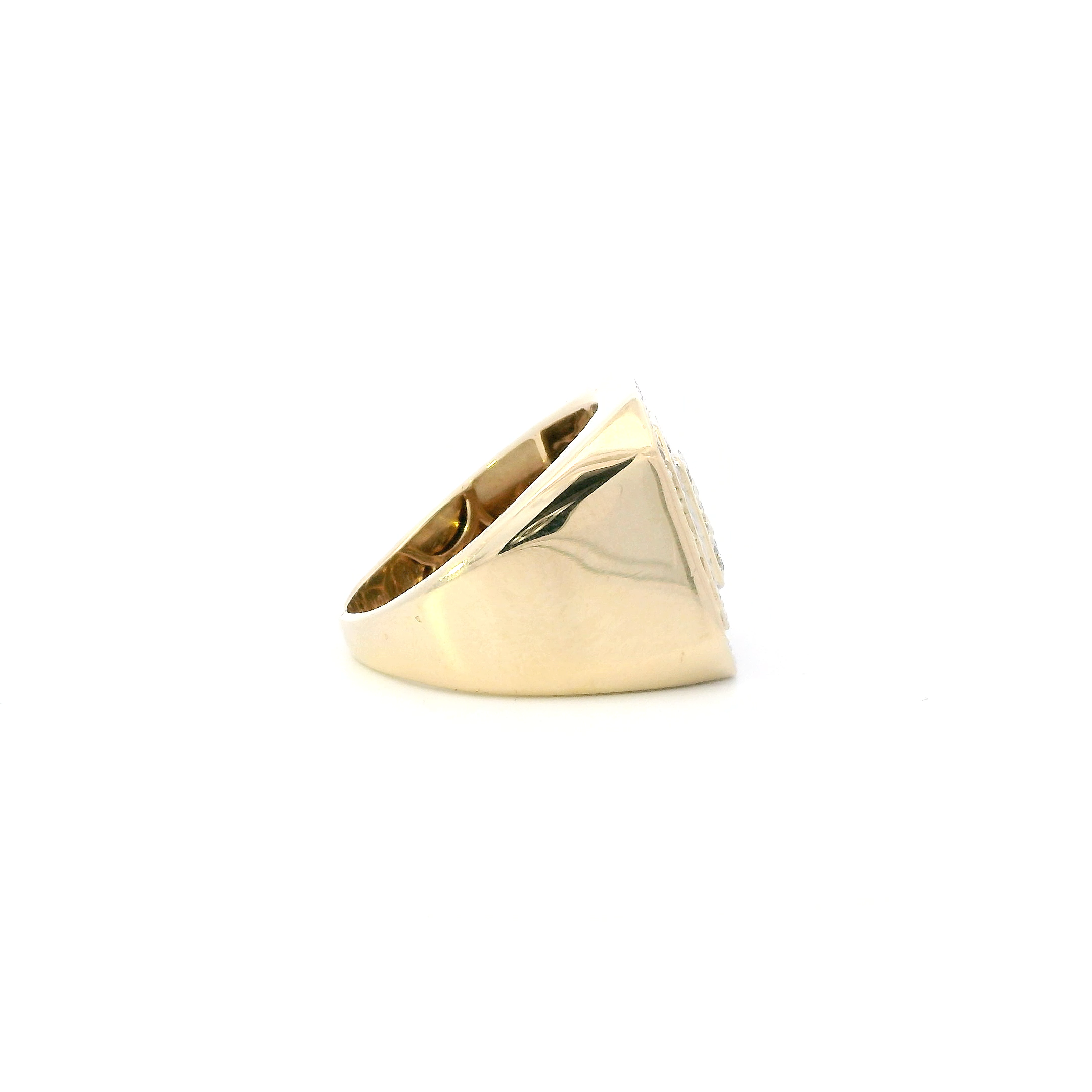10K Yellow Gold Diamond Square Mens Ring - 2.02ct