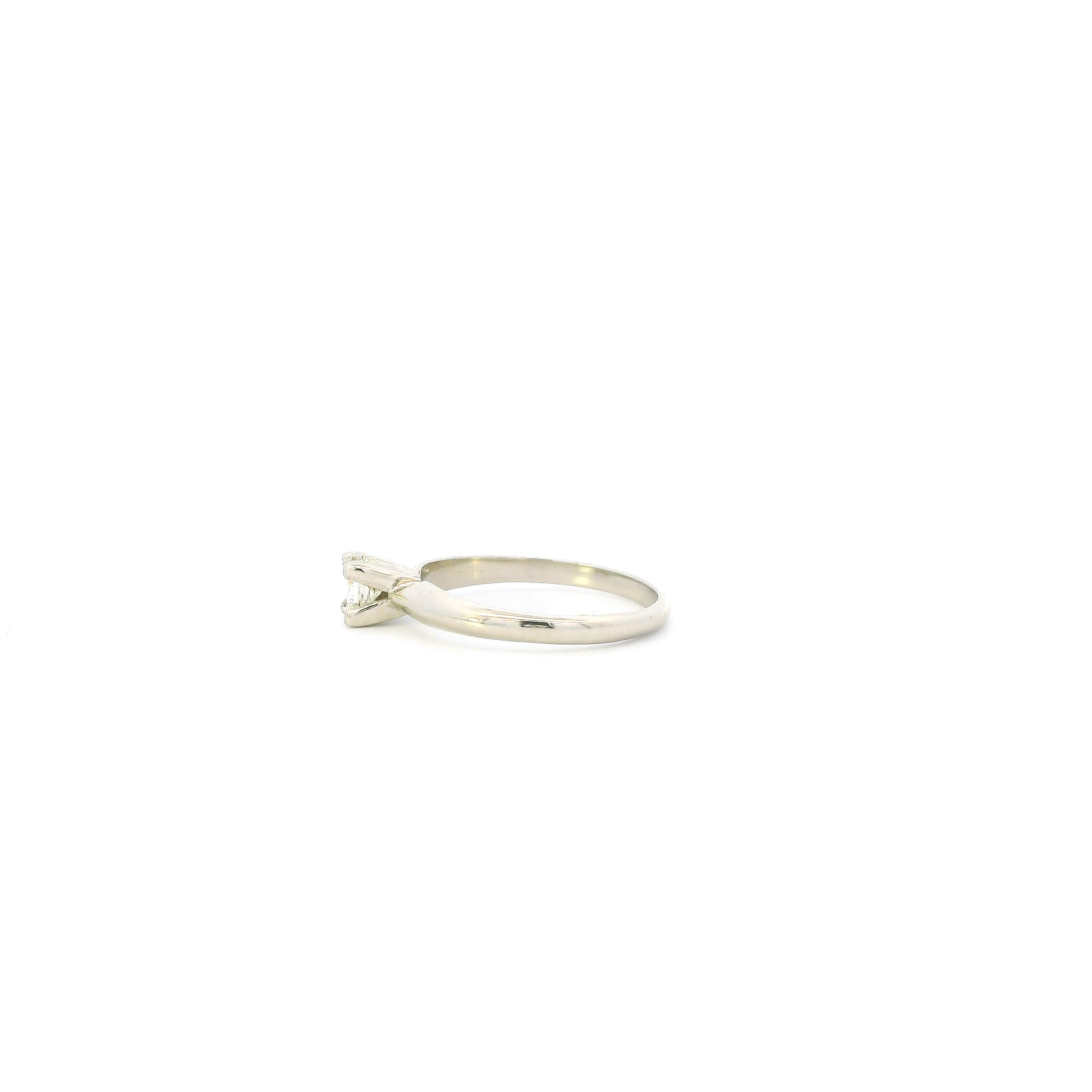 14K White Gold Solitaire Diamond Womens Ring - 0.19ct