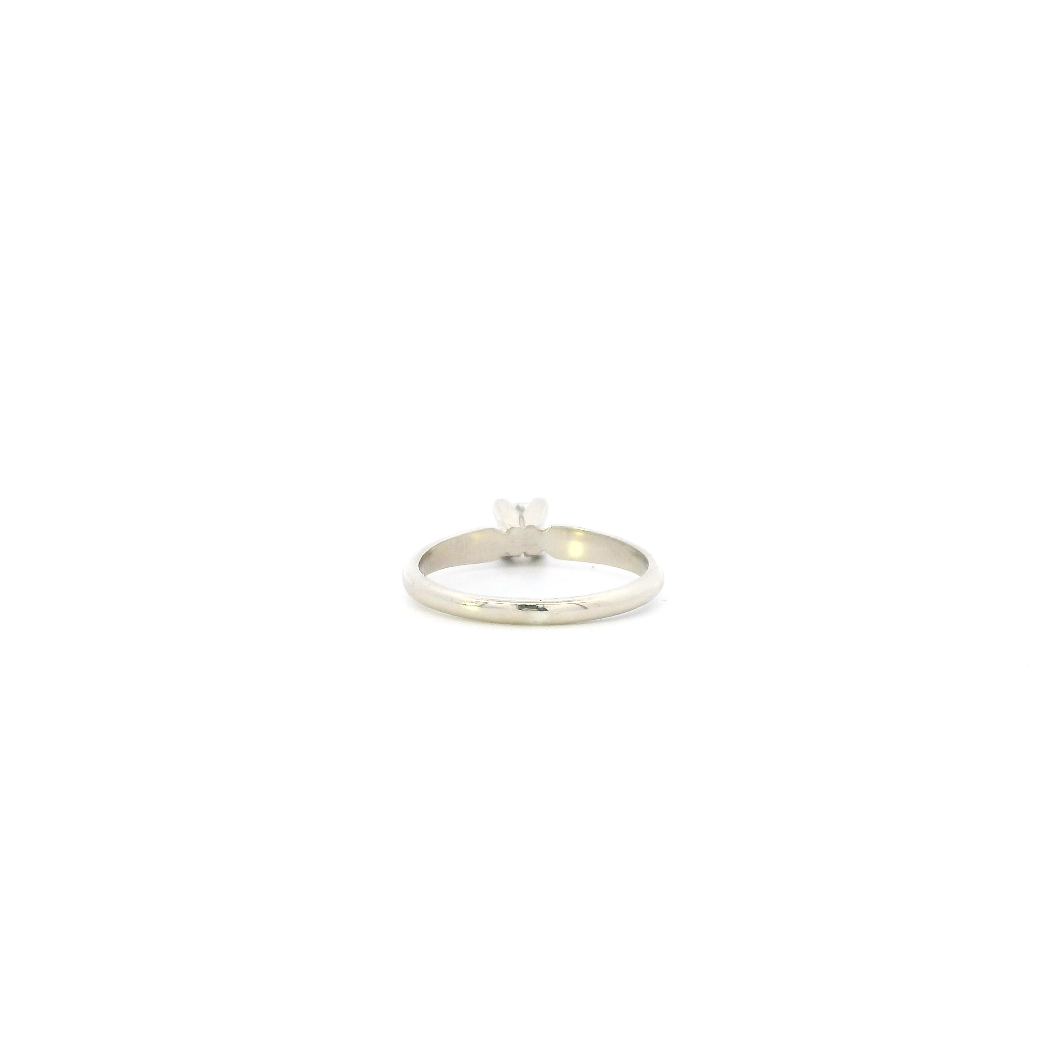 14K White Gold Solitaire Diamond Womens Ring - 0.19ct
