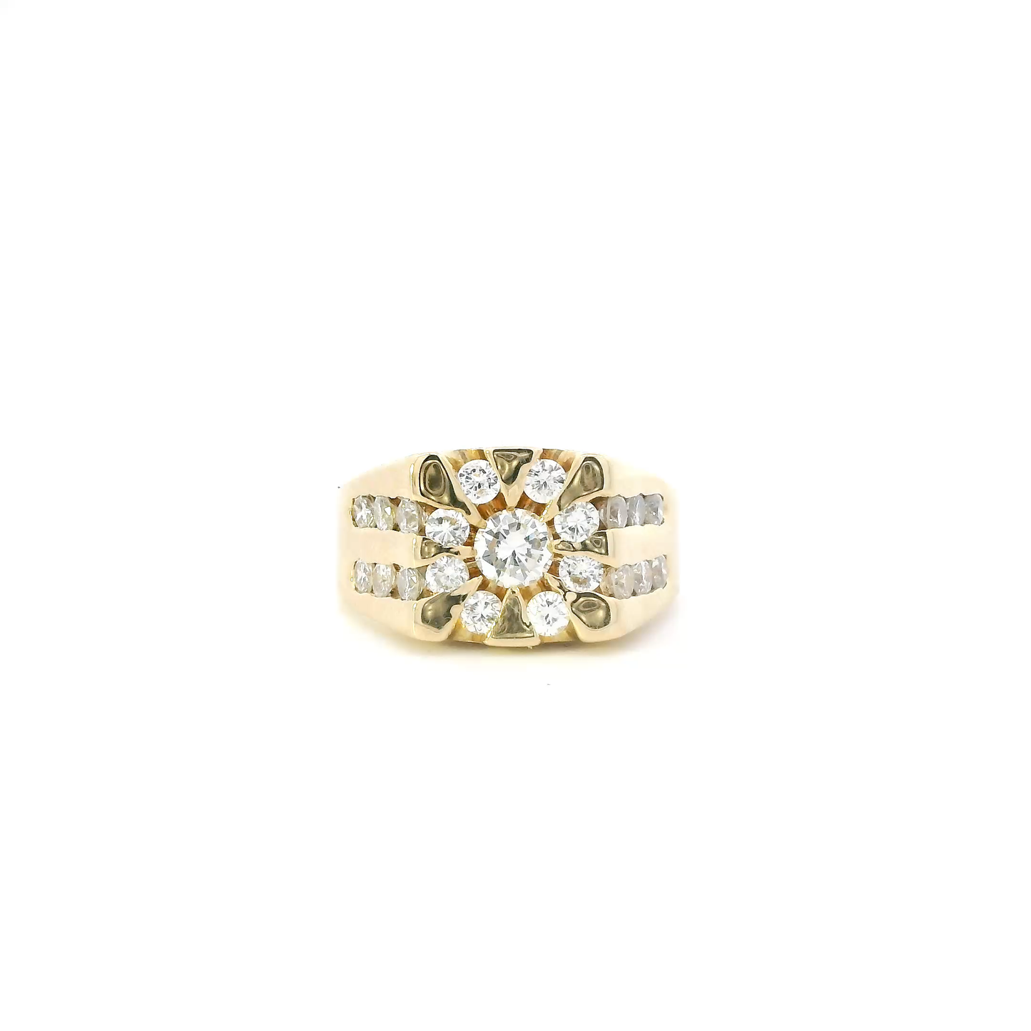14K Yellow Gold Diamond Mens Ring - 2.48ct