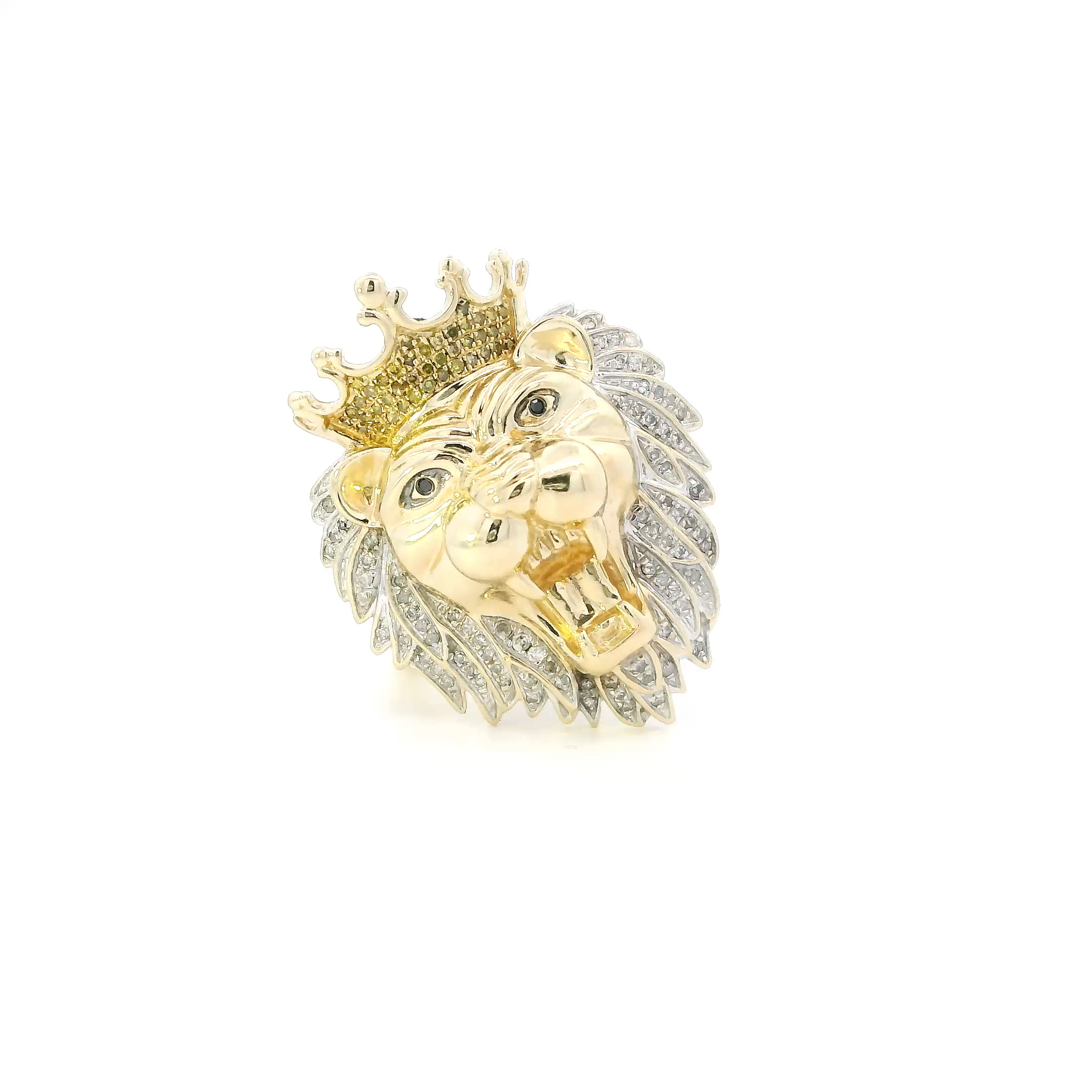 10K Yellow Gold Diamond Lion Mens Ring - 0.26ct
