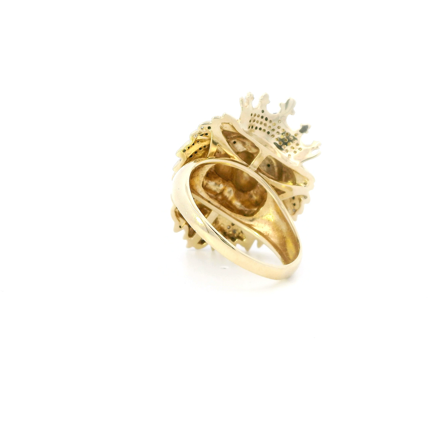 10K Yellow Gold Diamond Lion Mens Ring - 0.26ct