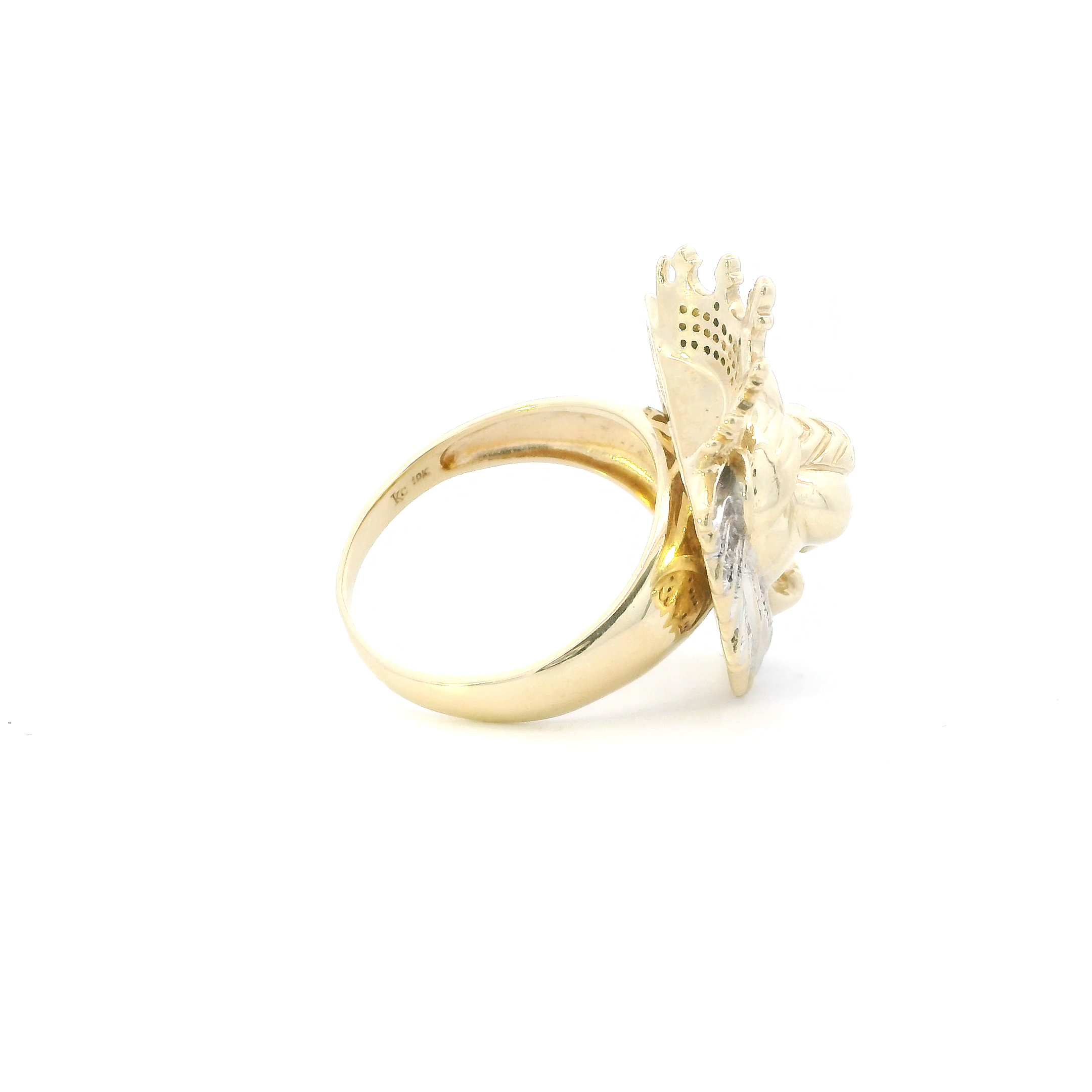 10K Yellow Gold Diamond Lion Mens Ring - 0.26ct