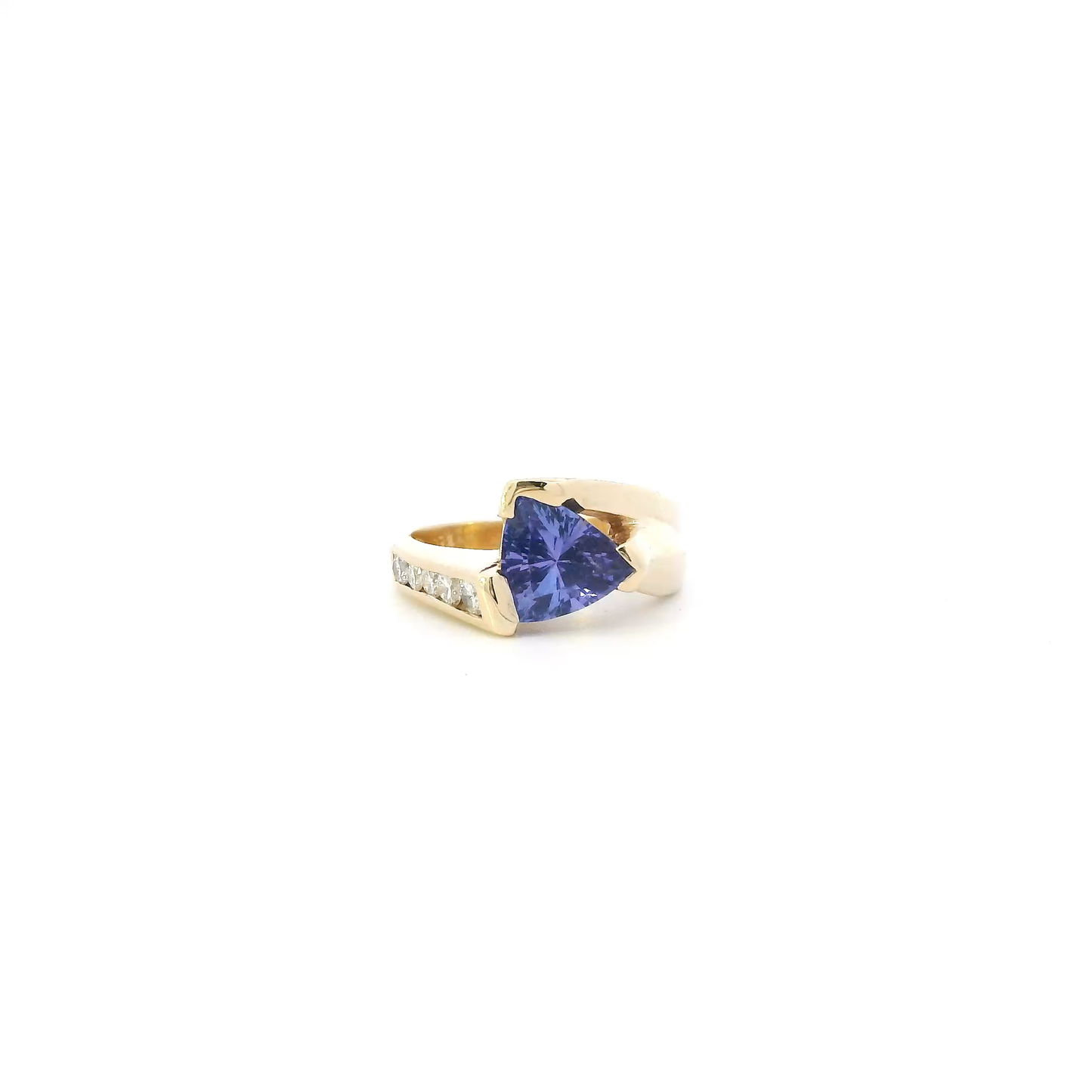 14K Yellow Gold Tanzanite & Diamond Womens Ring - 0.42ct