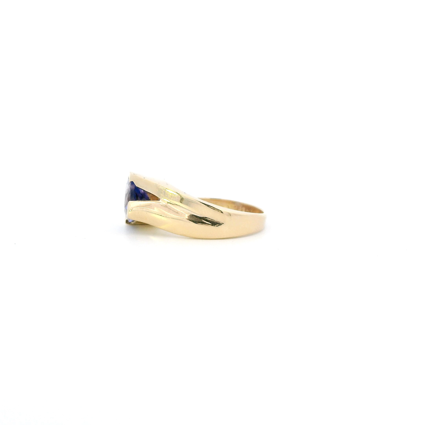 14K Yellow Gold Tanzanite & Diamond Womens Ring - 0.42ct