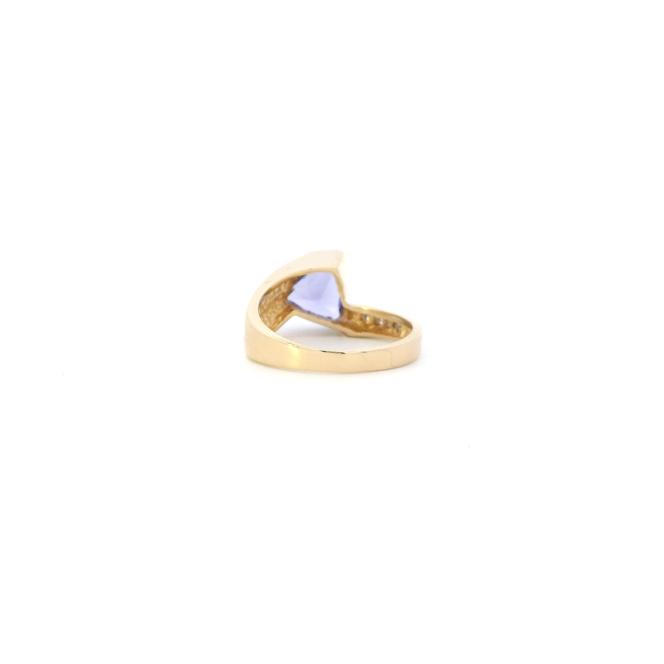 14K Yellow Gold Tanzanite & Diamond Womens Ring - 0.42ct