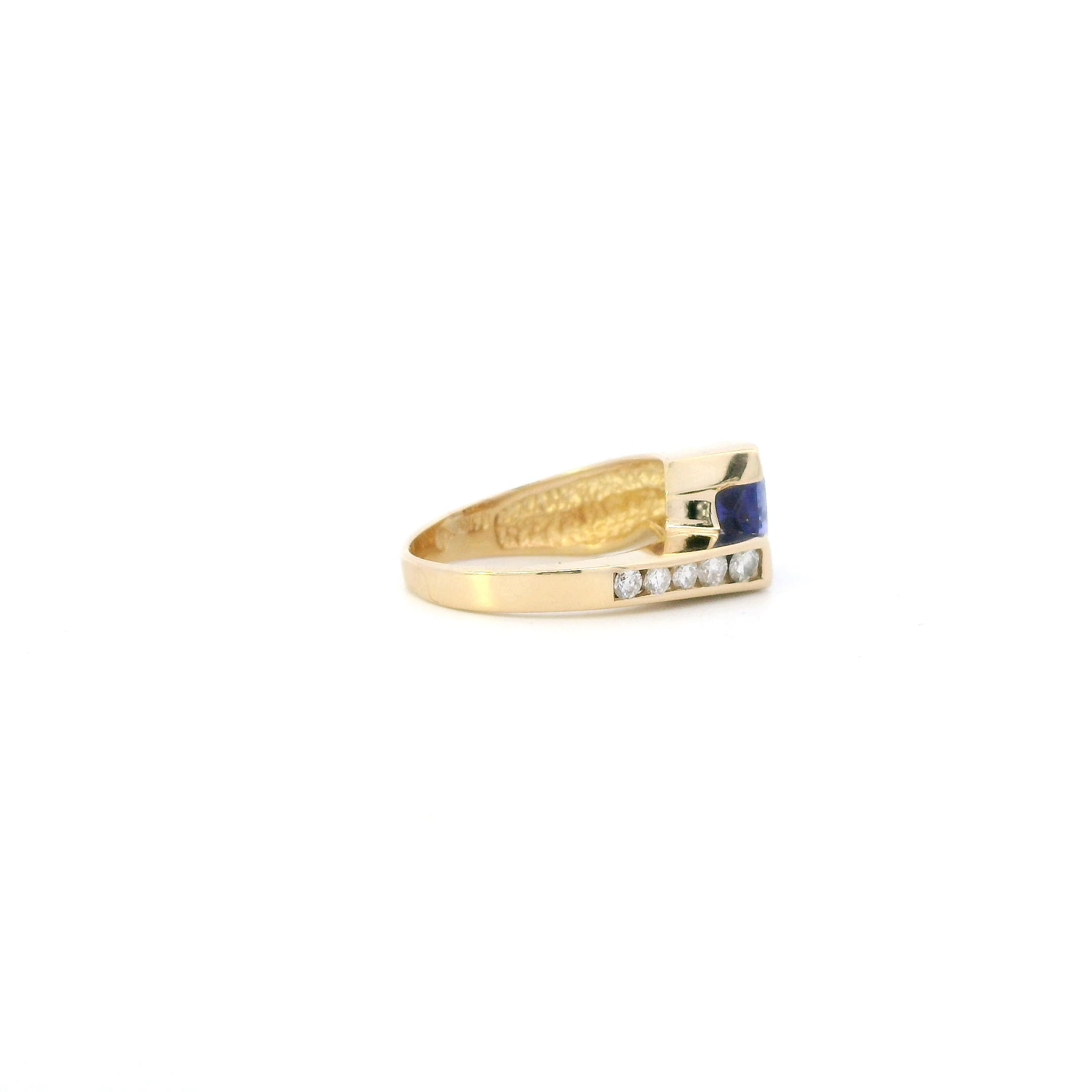14K Yellow Gold Tanzanite & Diamond Womens Ring - 0.42ct