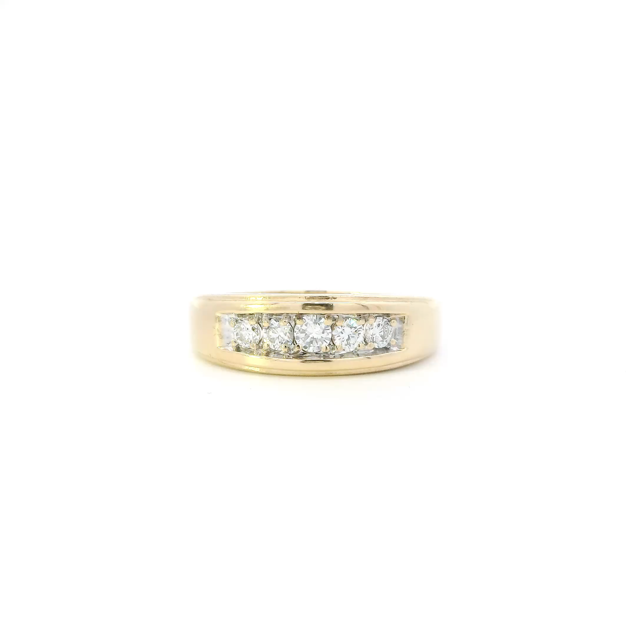 14K Yellow Gold Diamond Mens Band Ring - 0.72ct