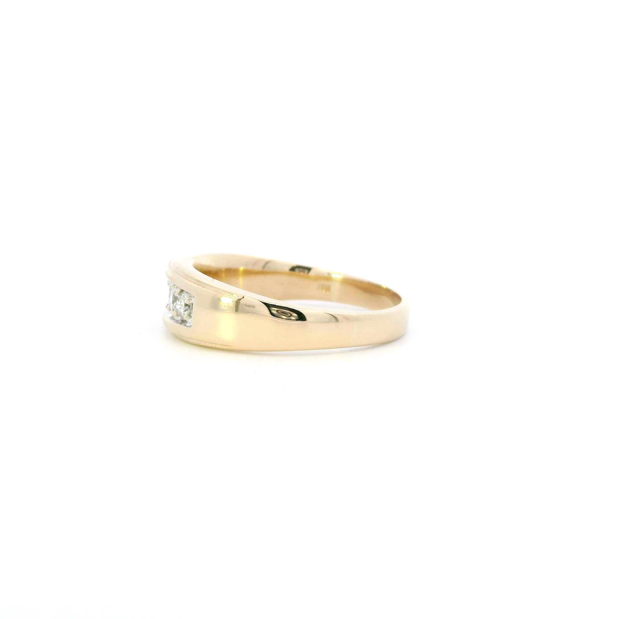 14K Yellow Gold Diamond Mens Band Ring - 0.72ct