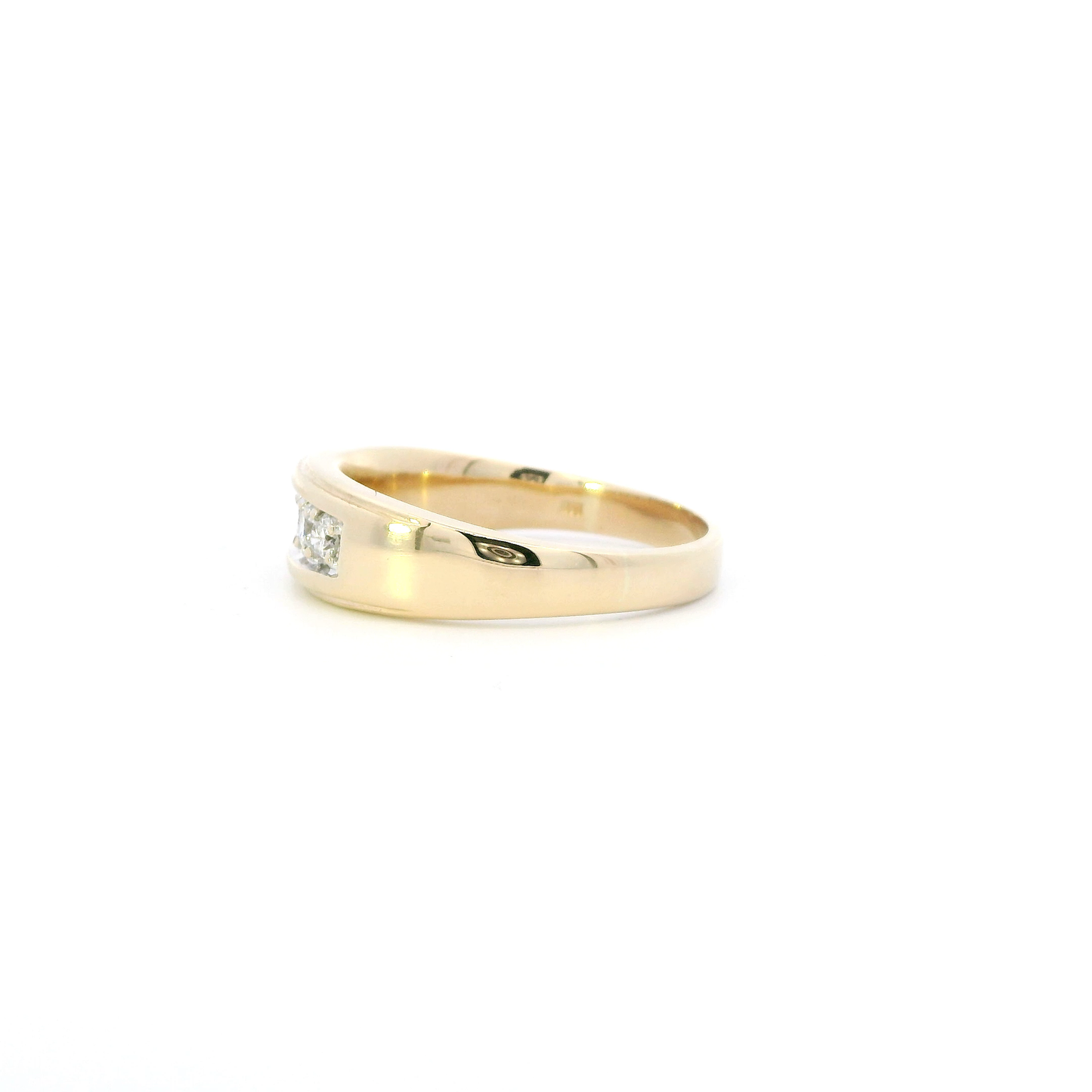 14K Yellow Gold Diamond Mens Band Ring - 0.72ct