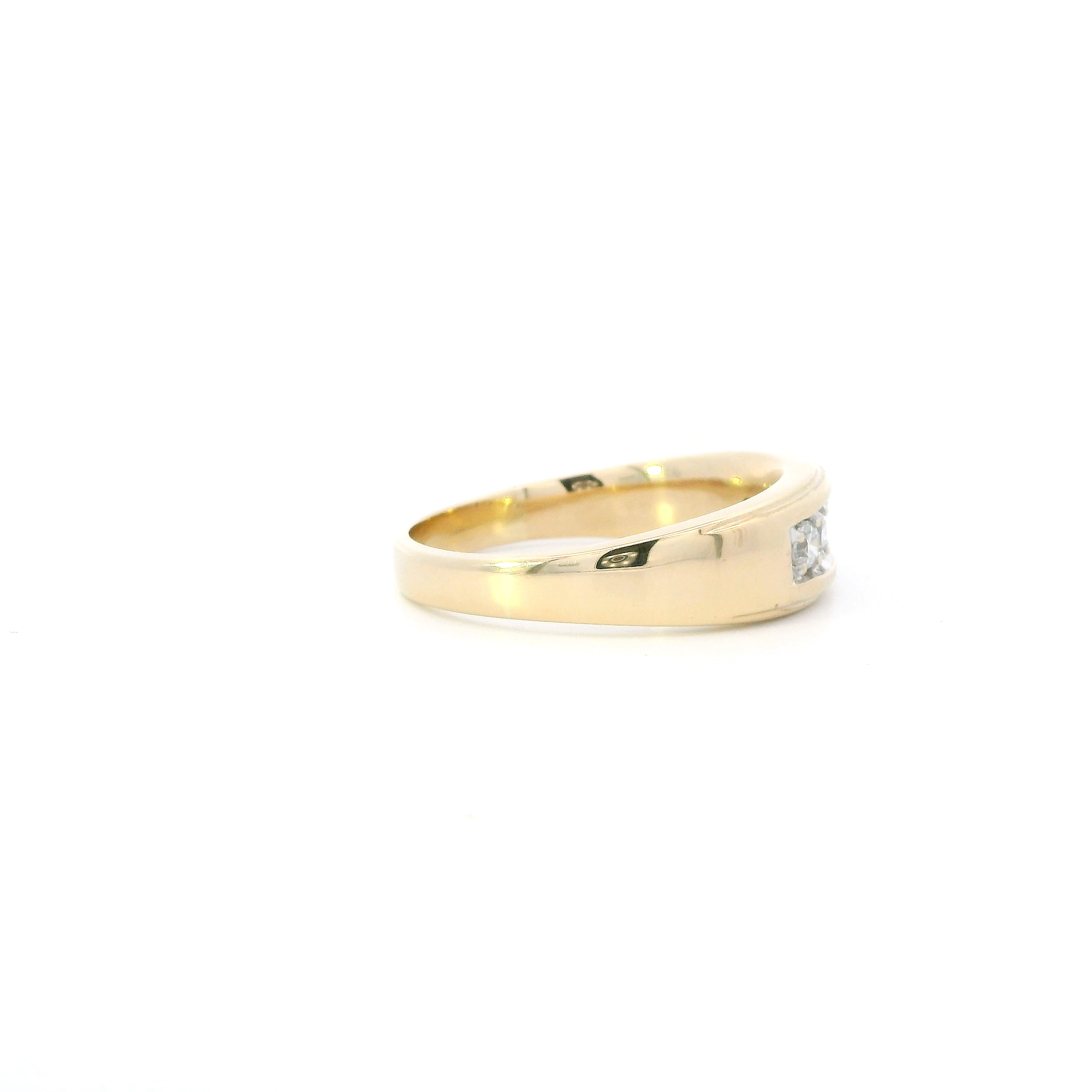 14K Yellow Gold Diamond Mens Band Ring - 0.72ct