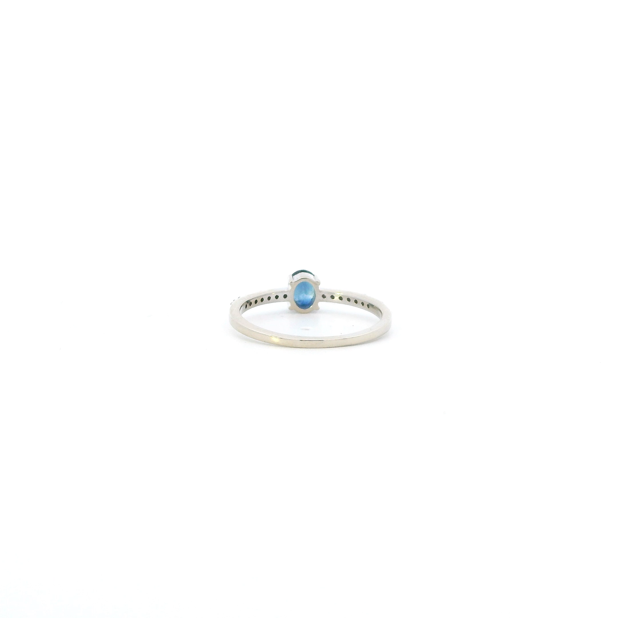 14K White Gold Sapphire & Diamond Womens Ring - 0.14ct
