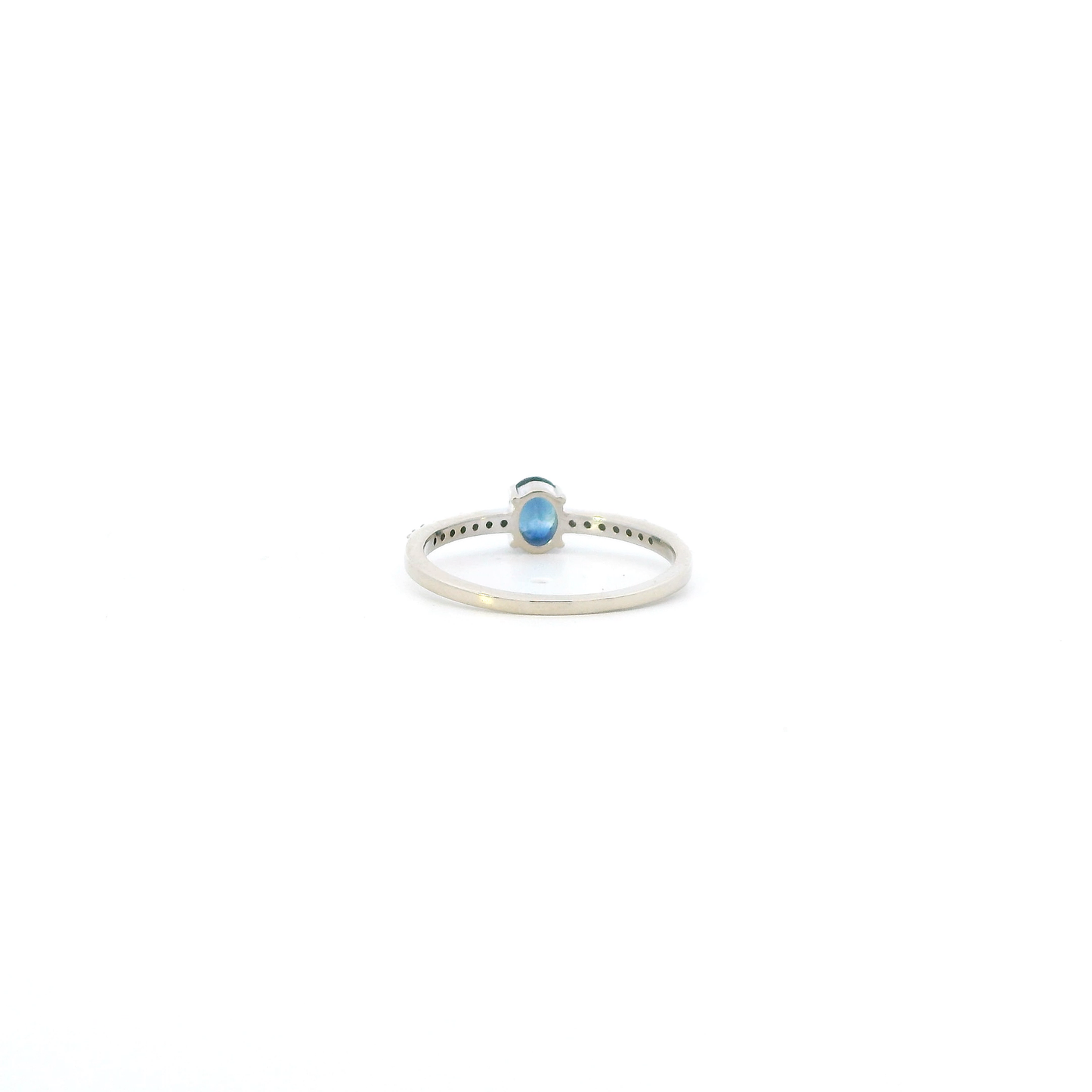 14K White Gold Sapphire & Diamond Womens Ring - 0.14ct