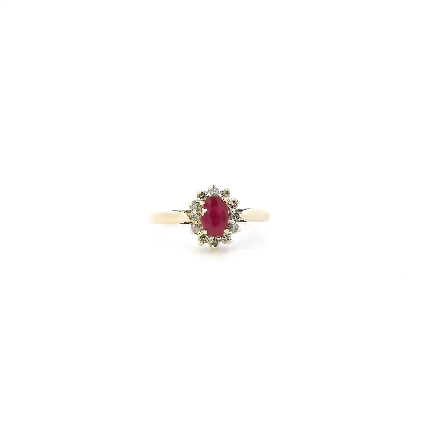 10K Yellow Gold Ruby & Diamond Womens Ring - 0.24ct