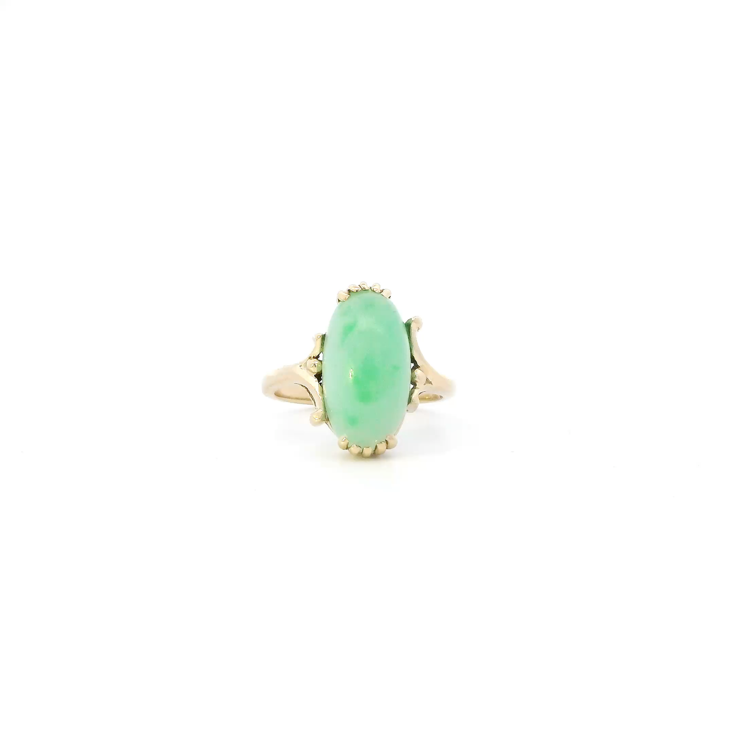 14K Yellow Gold Jade Womens Ring