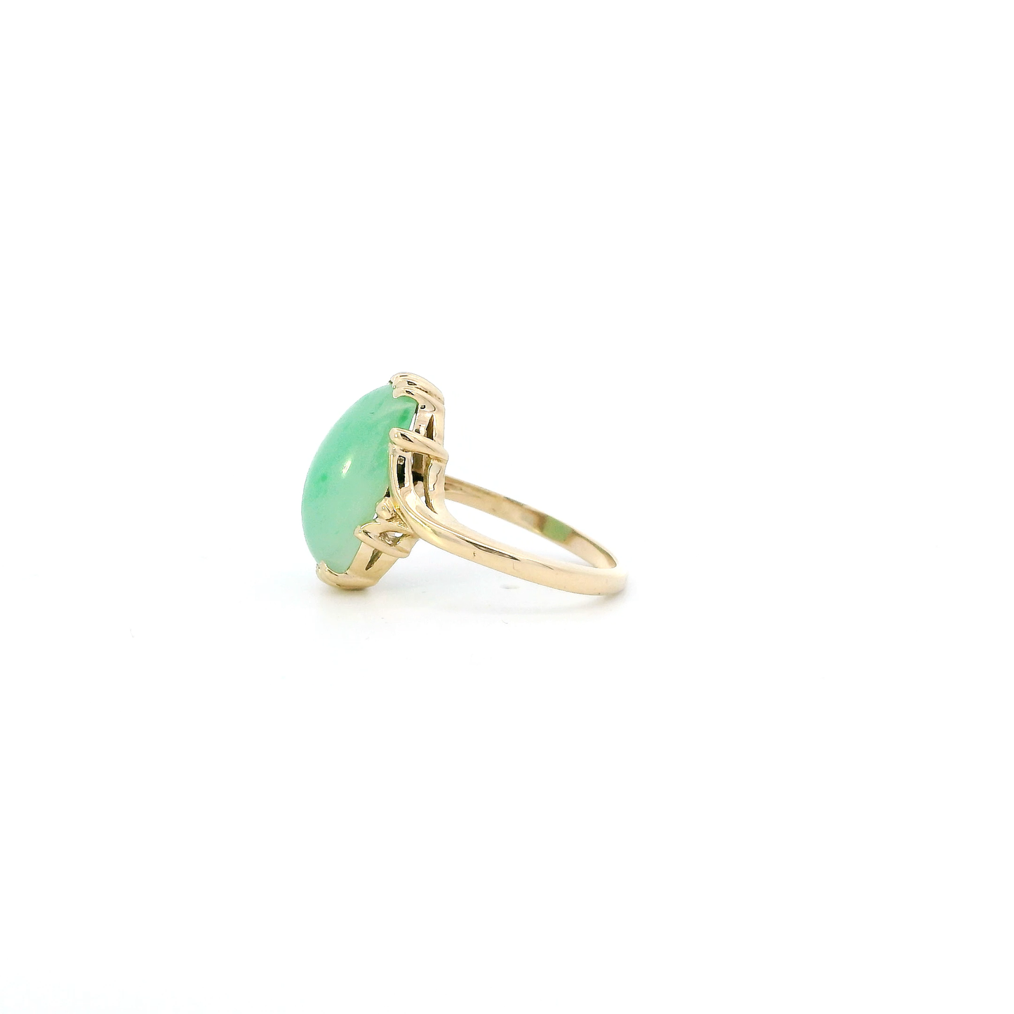 14K Yellow Gold Jade Womens Ring