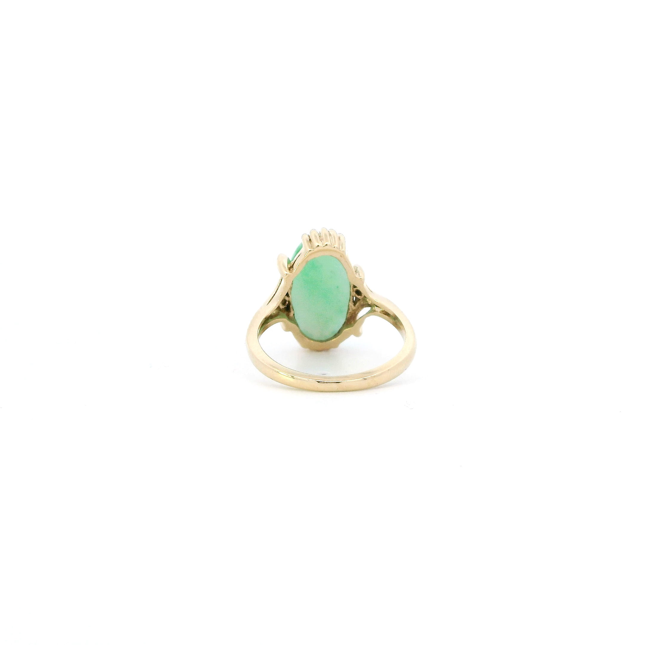 14K Yellow Gold Jade Womens Ring
