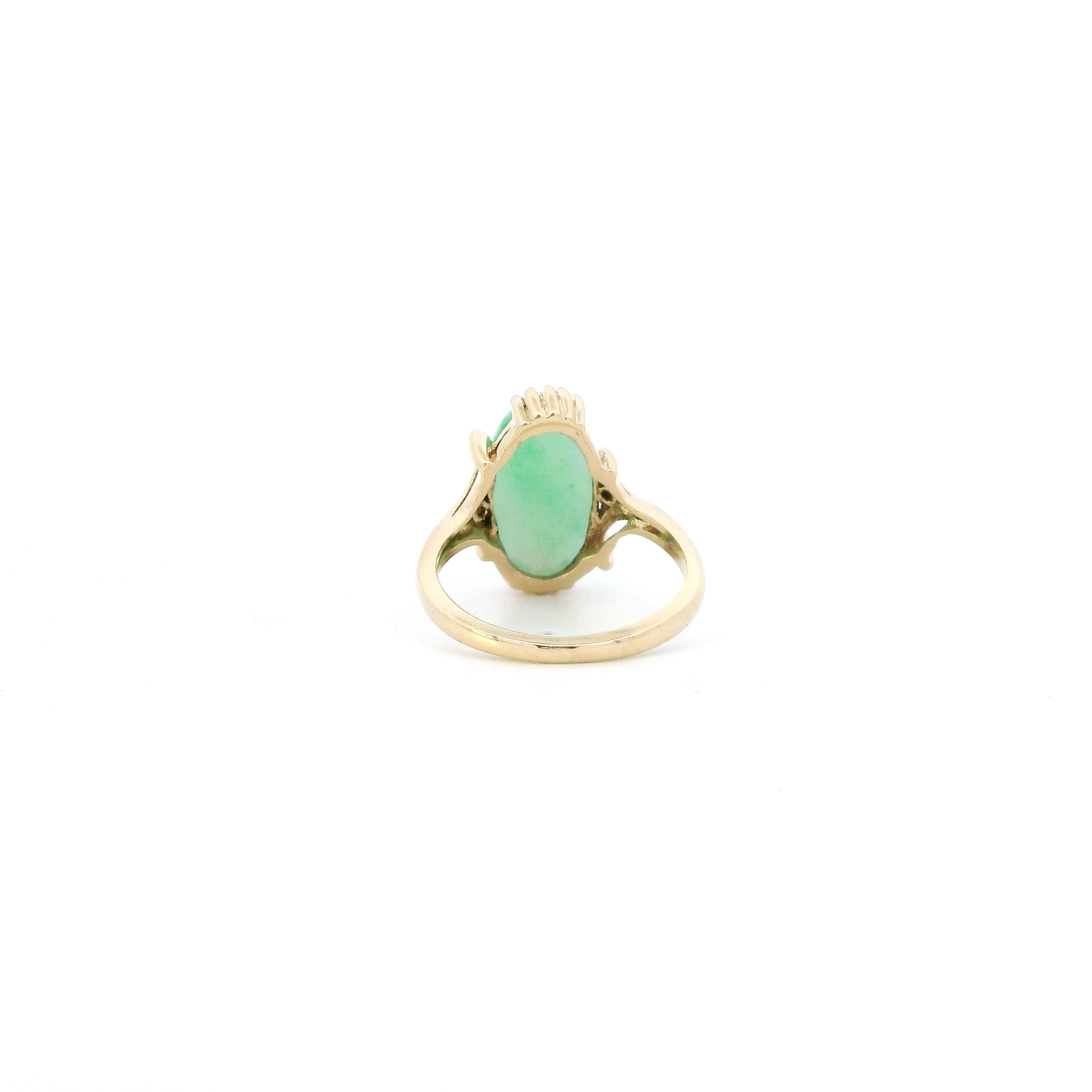 14K Yellow Gold Jade Womens Ring