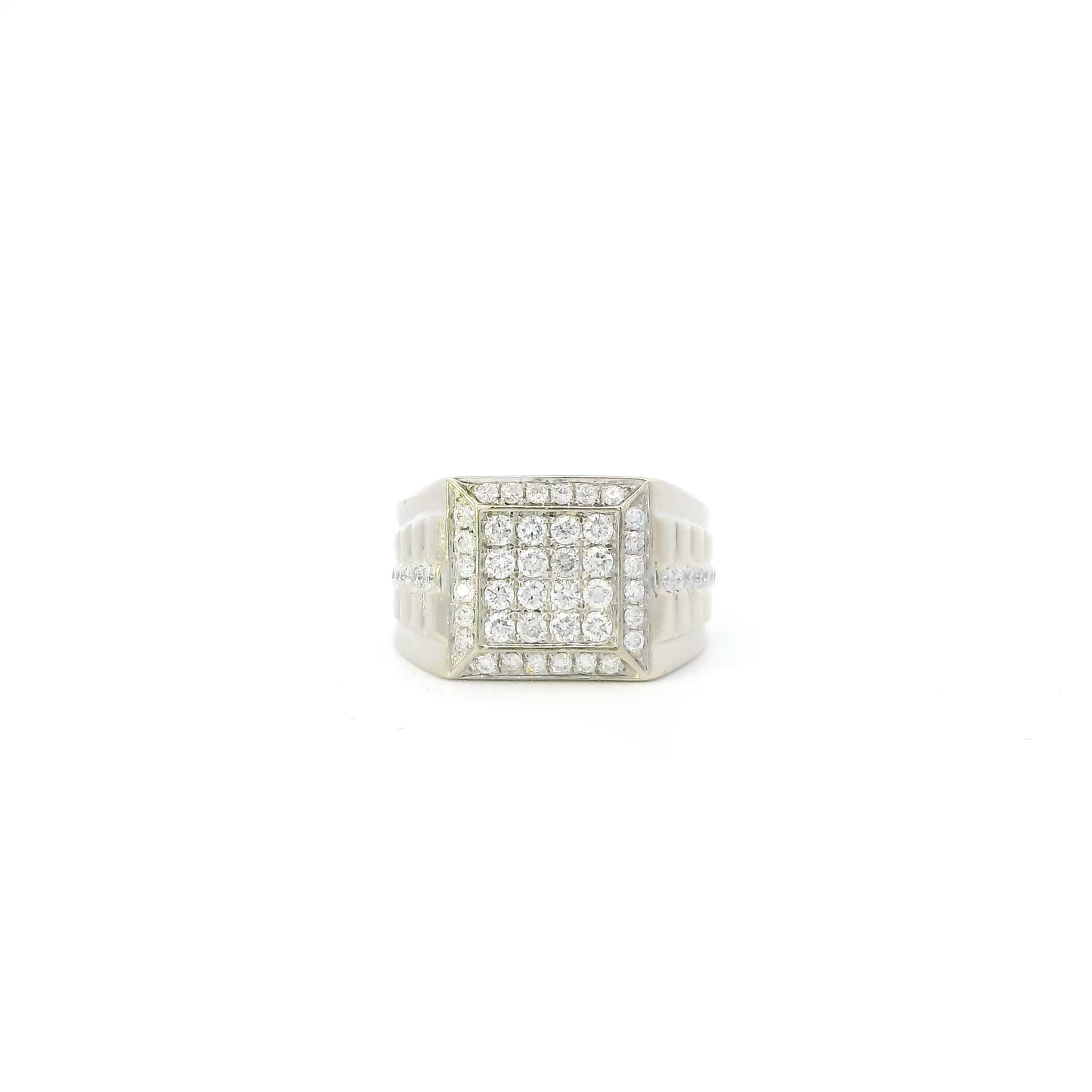 10K White Gold Rolex Diamond Mens Ring - 0.99ct
