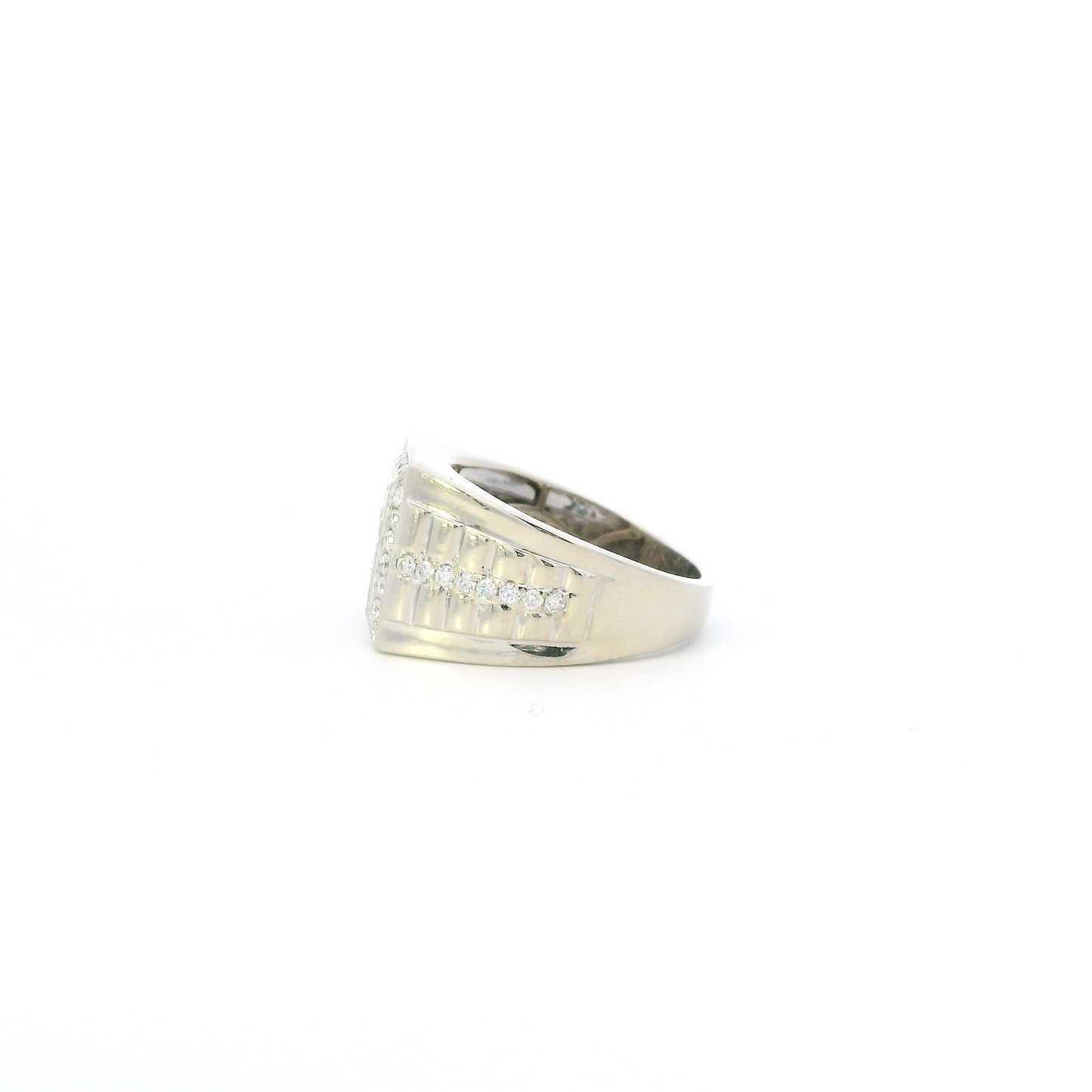 10K White Gold Rolex Diamond Mens Ring - 0.99ct