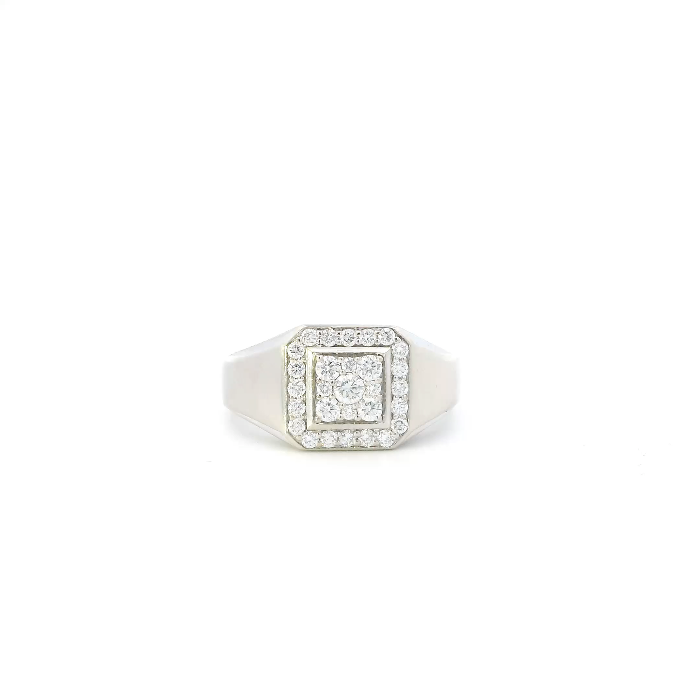 14K White Gold Diamond Mens Ring - 0.66ct