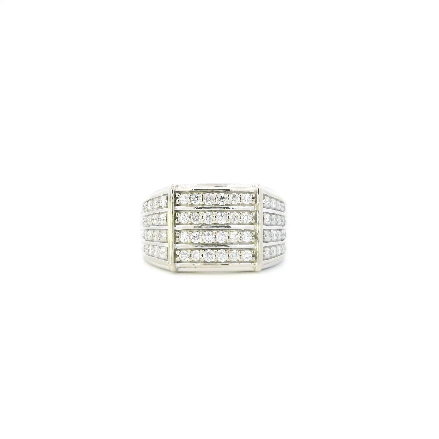 10K White Gold Diamond Mens Ring - 1.17ct