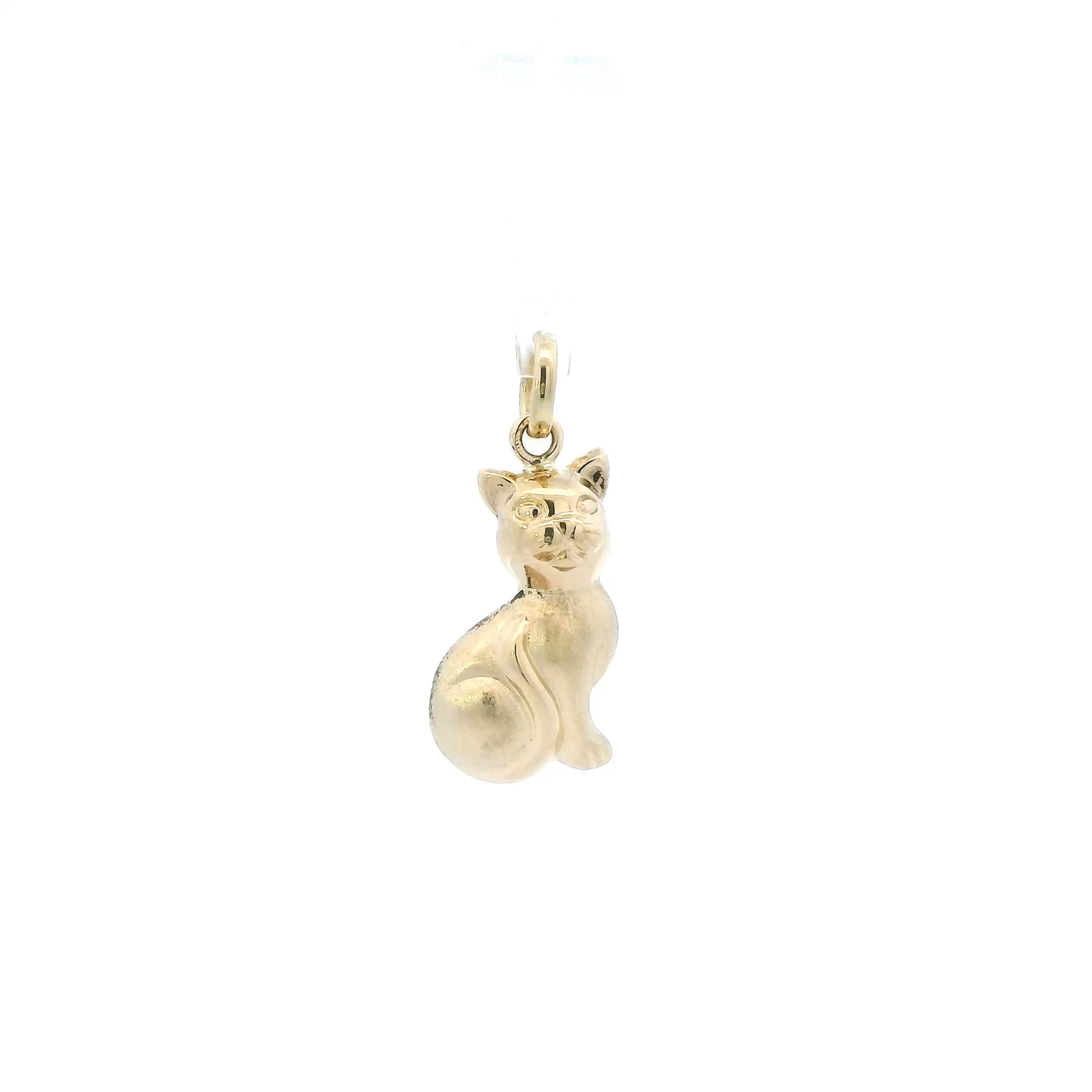 14K Yellow Gold Diamond Cut Cat Pendant