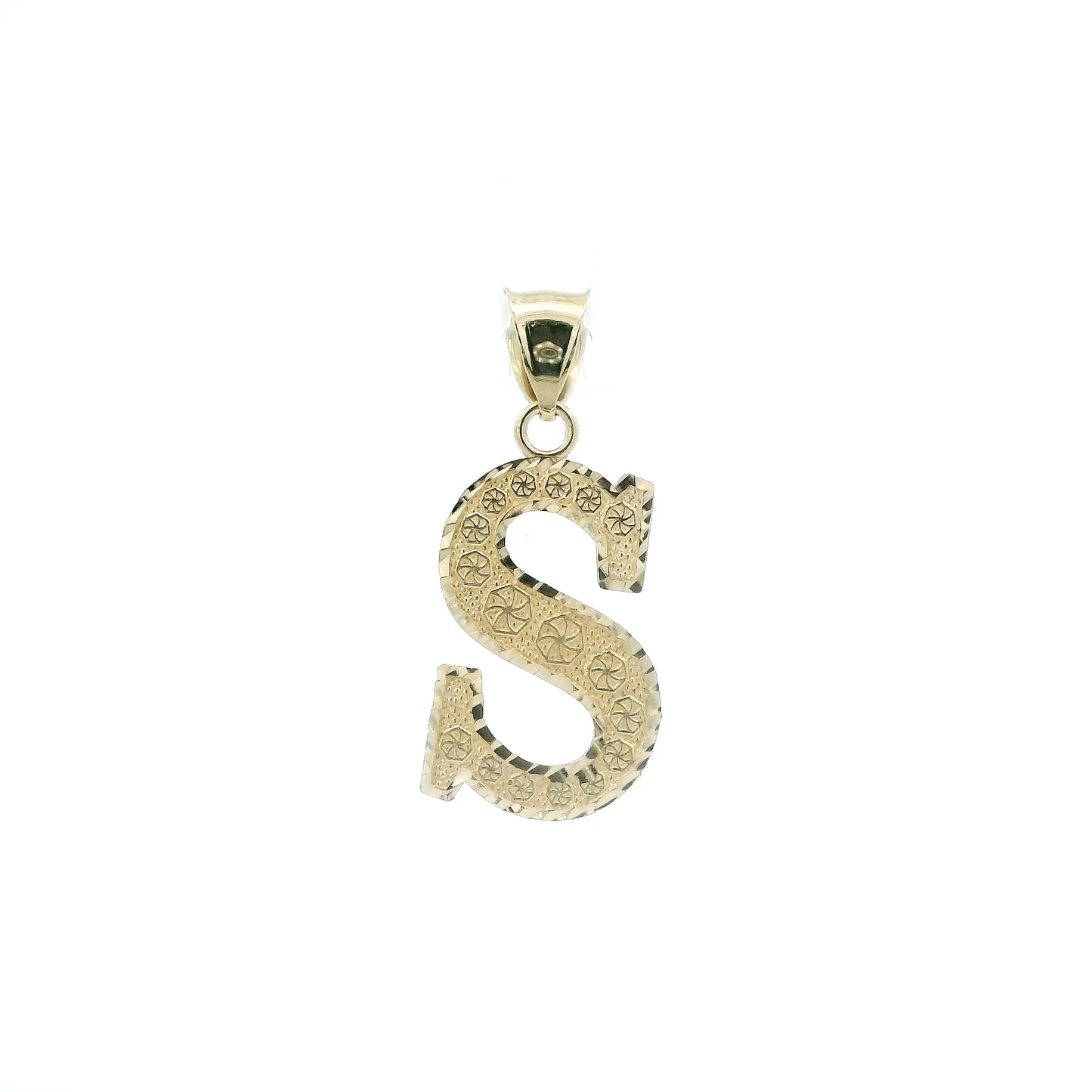 10K Yellow Gold Diamond Cut Letter "S" Pendant