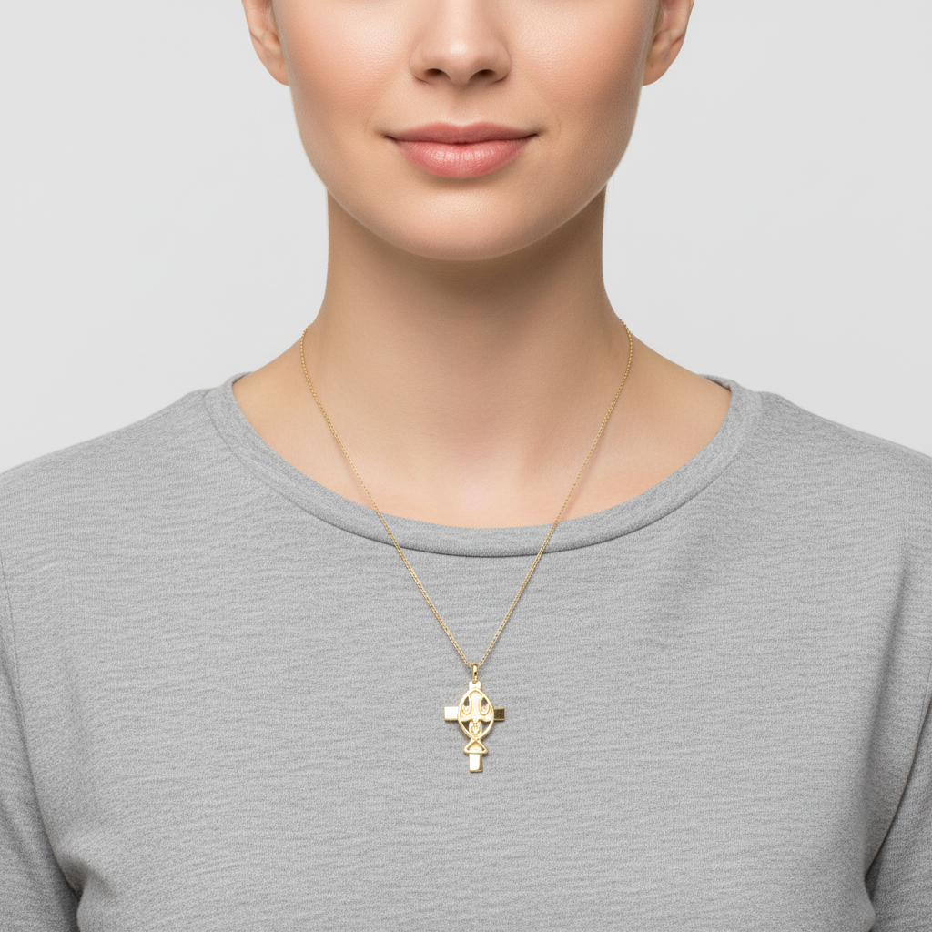 14K Yellow Gold Religious Cross Pendant
