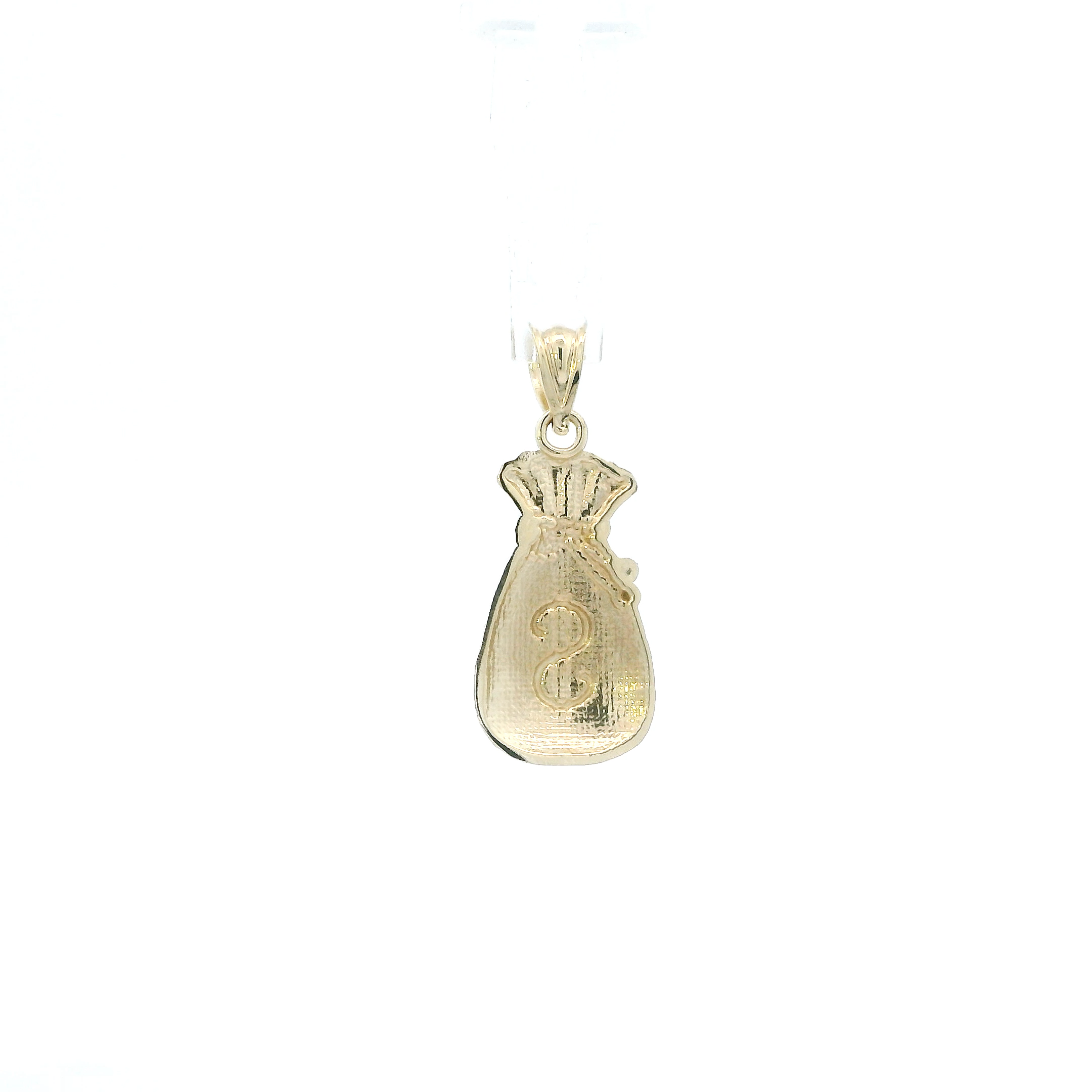 10K Yellow Gold Diamond Cut Money Bag Pendant