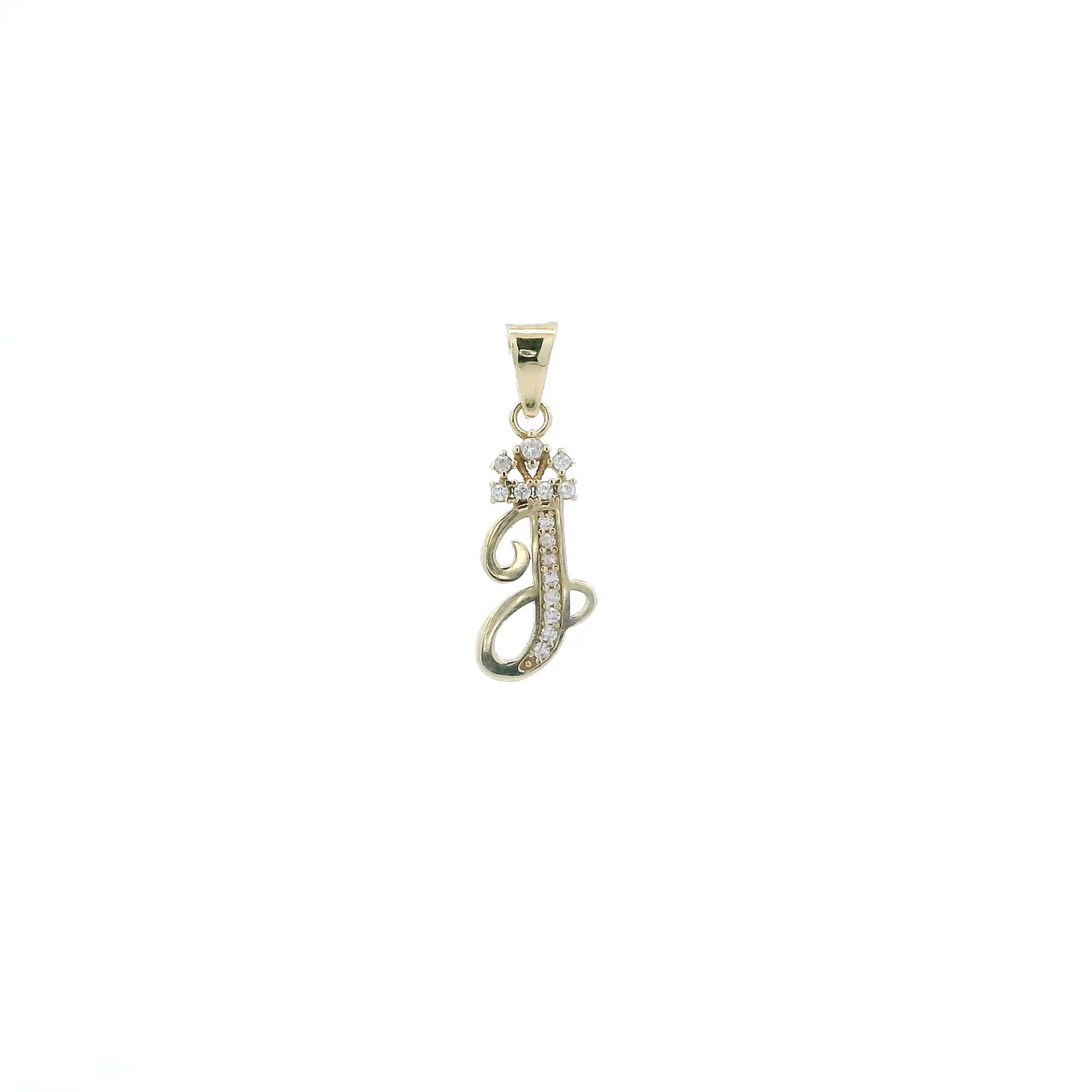 10K Yellow Gold Letter "J" Crown Pendant