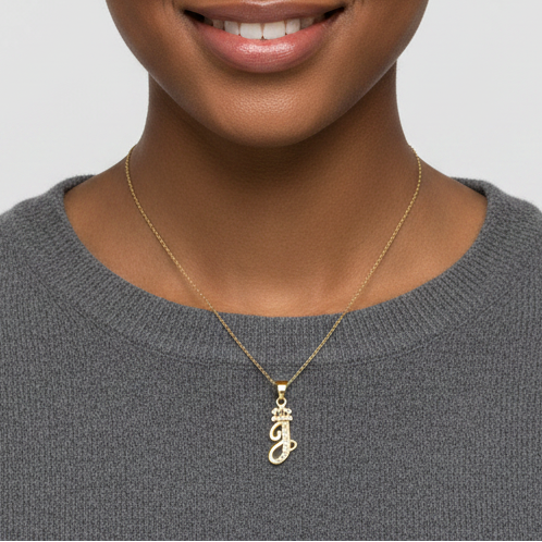 10K Yellow Gold Letter "J" Crown Pendant