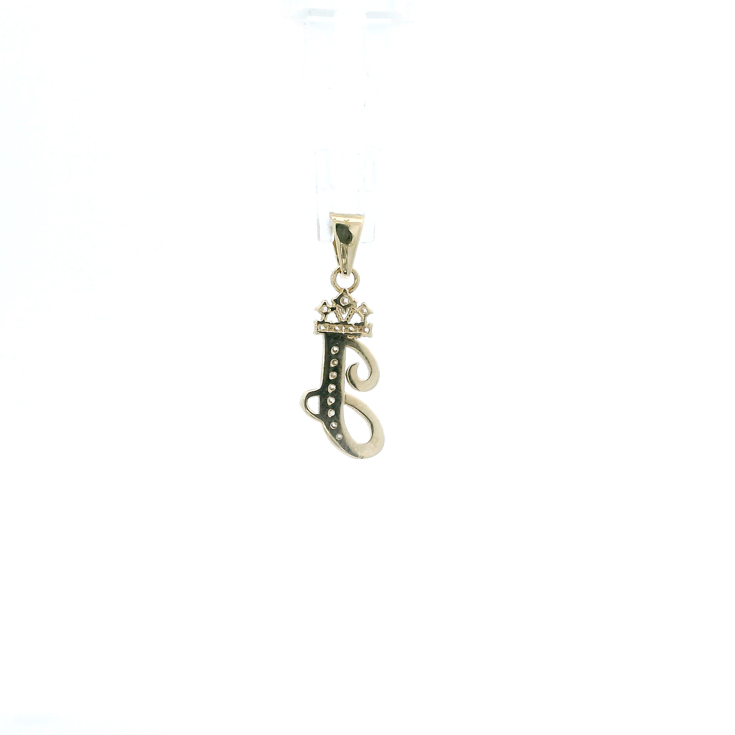 10K Yellow Gold Letter "J" Crown Pendant