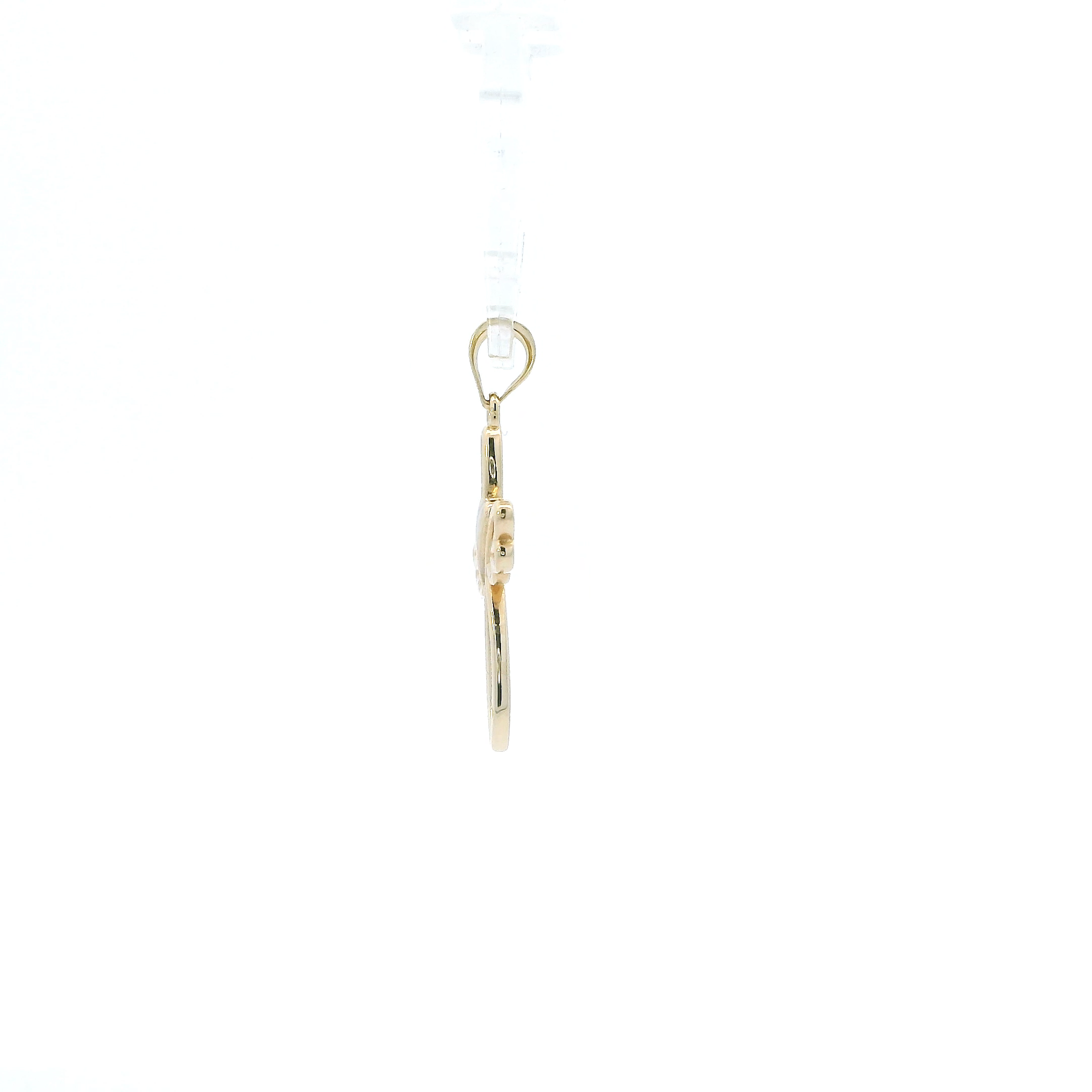14K Yellow & White Gold Heart & Wings Cross Pendant