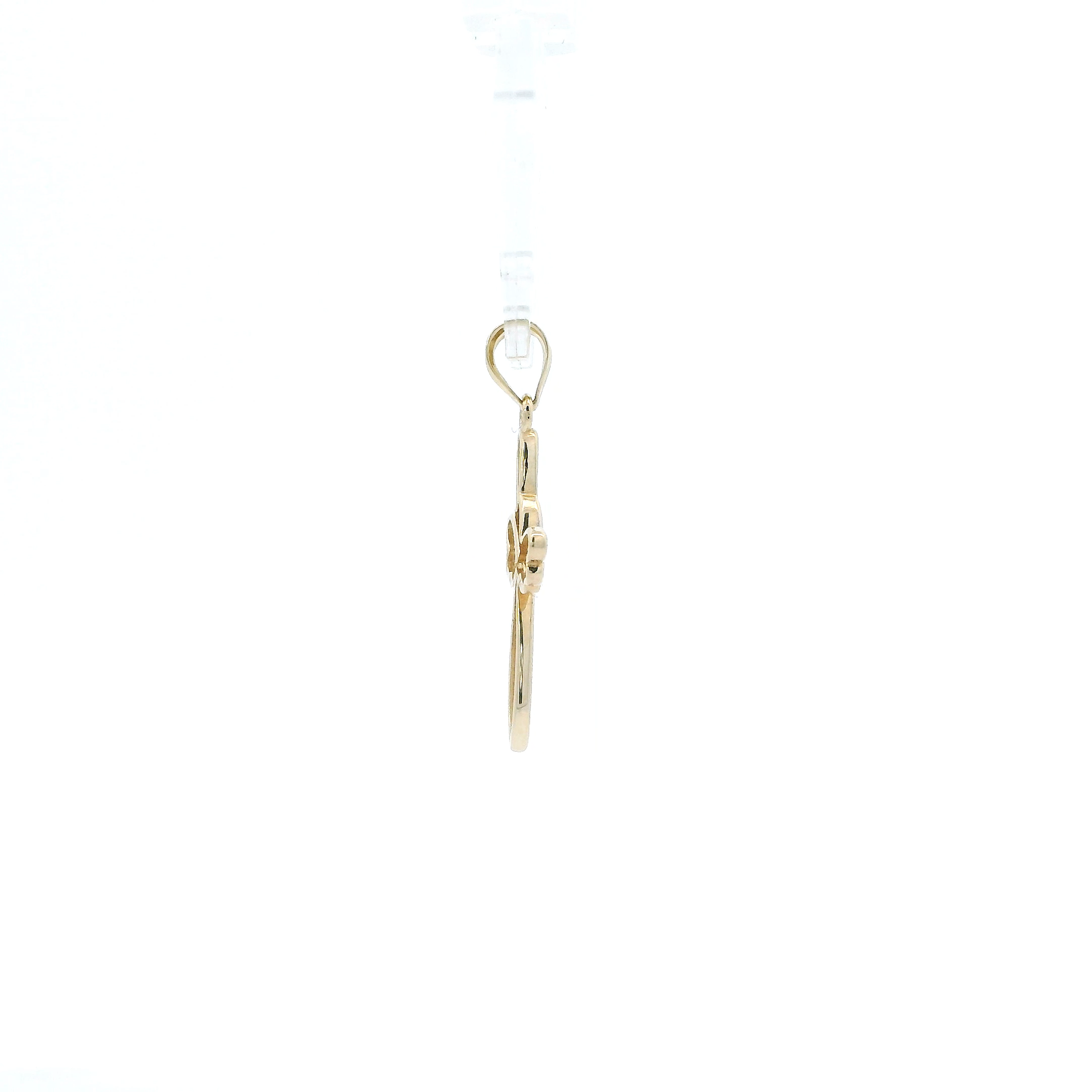 14K Yellow & White Gold Heart & Wings Cross Pendant