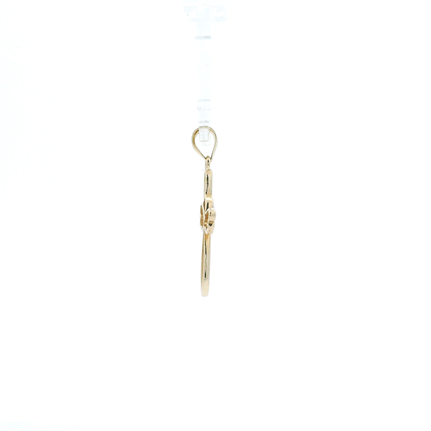 14K Yellow & White Gold Heart & Wings Cross Pendant