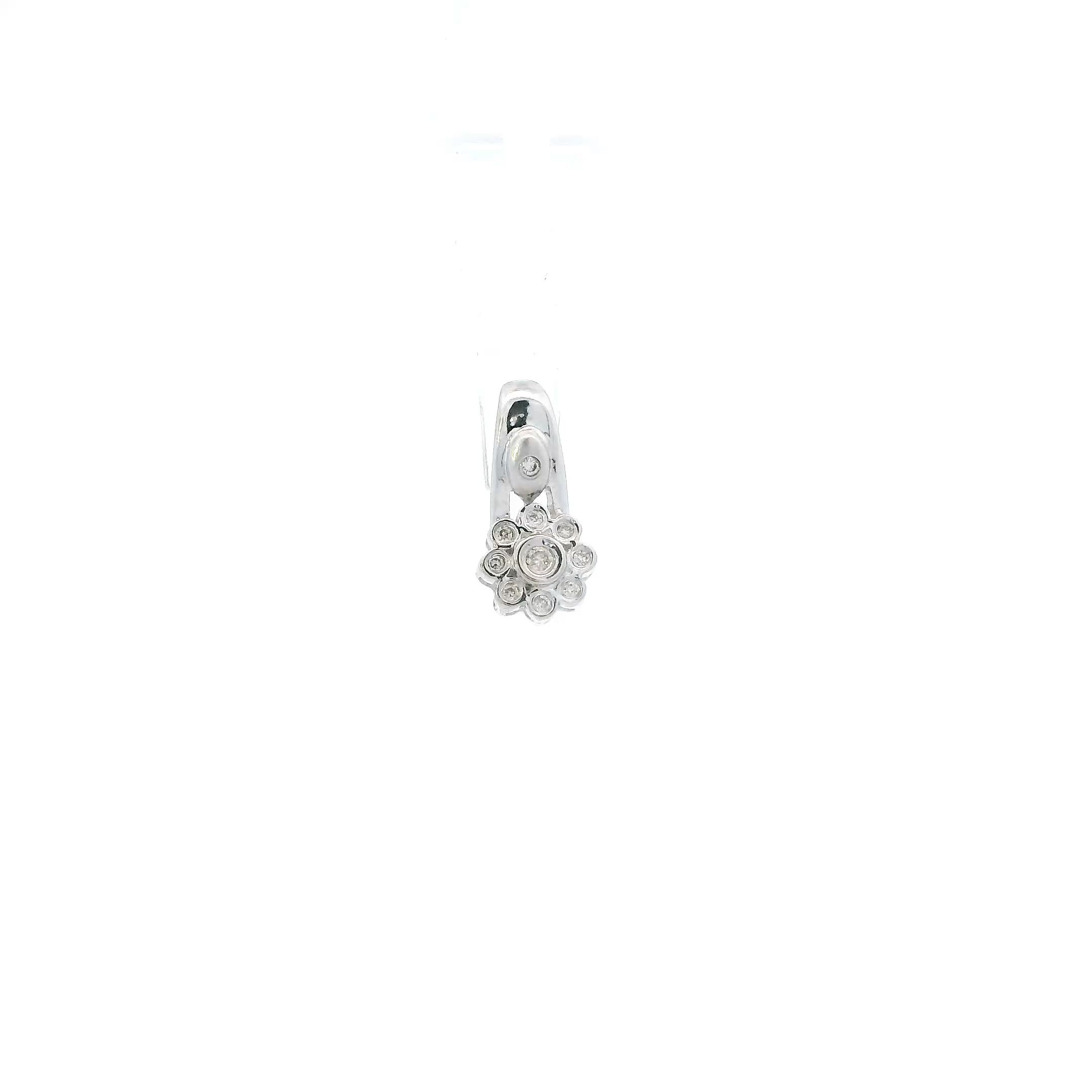 14K White Gold Diamond Flower Pendant - 0.08ct