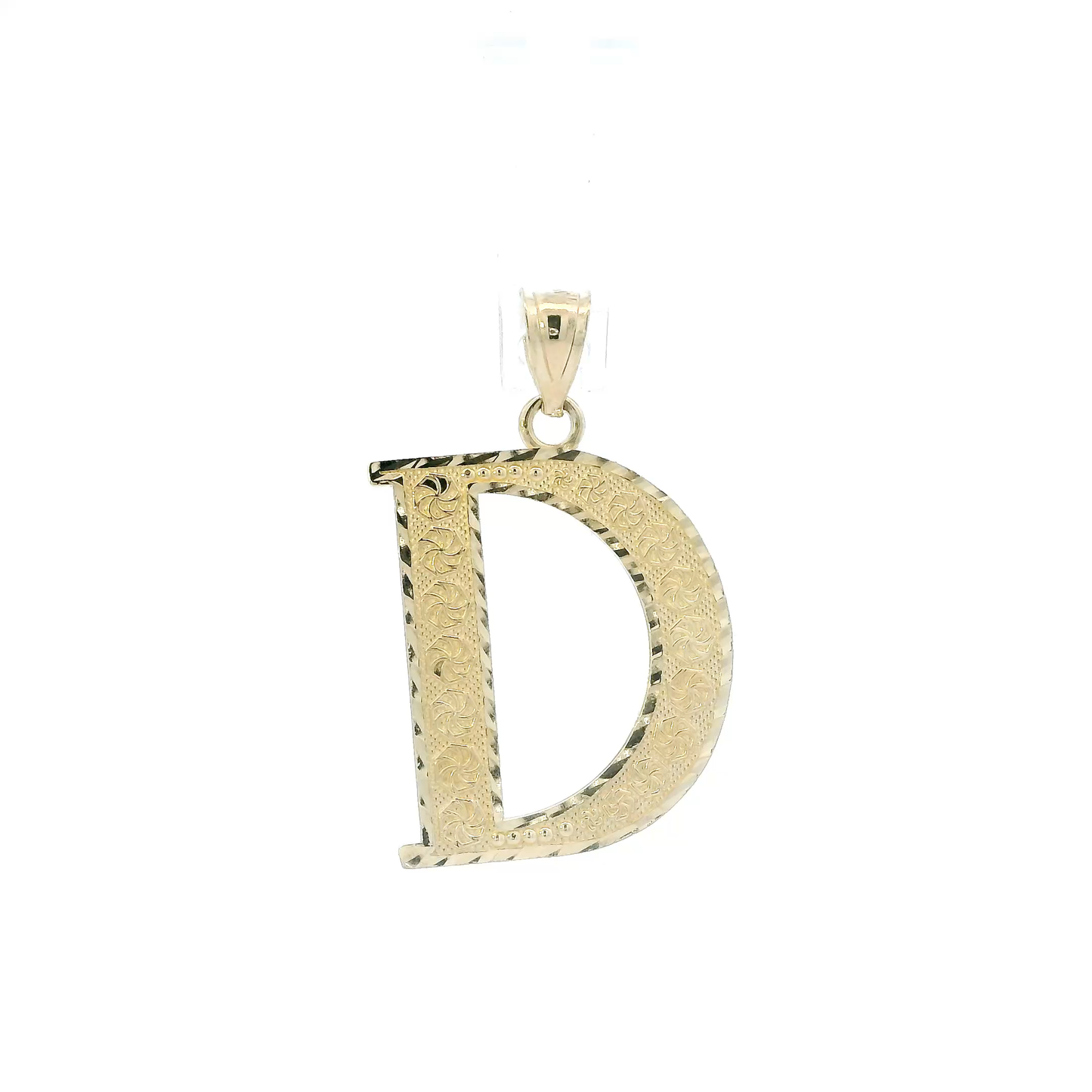 10K Yellow Gold Diamond Cut Letter "D" Pendant