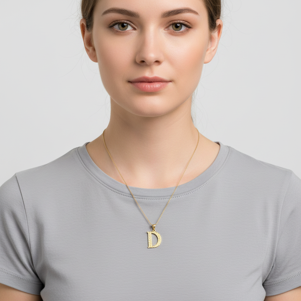 10K Yellow Gold Diamond Cut Letter 