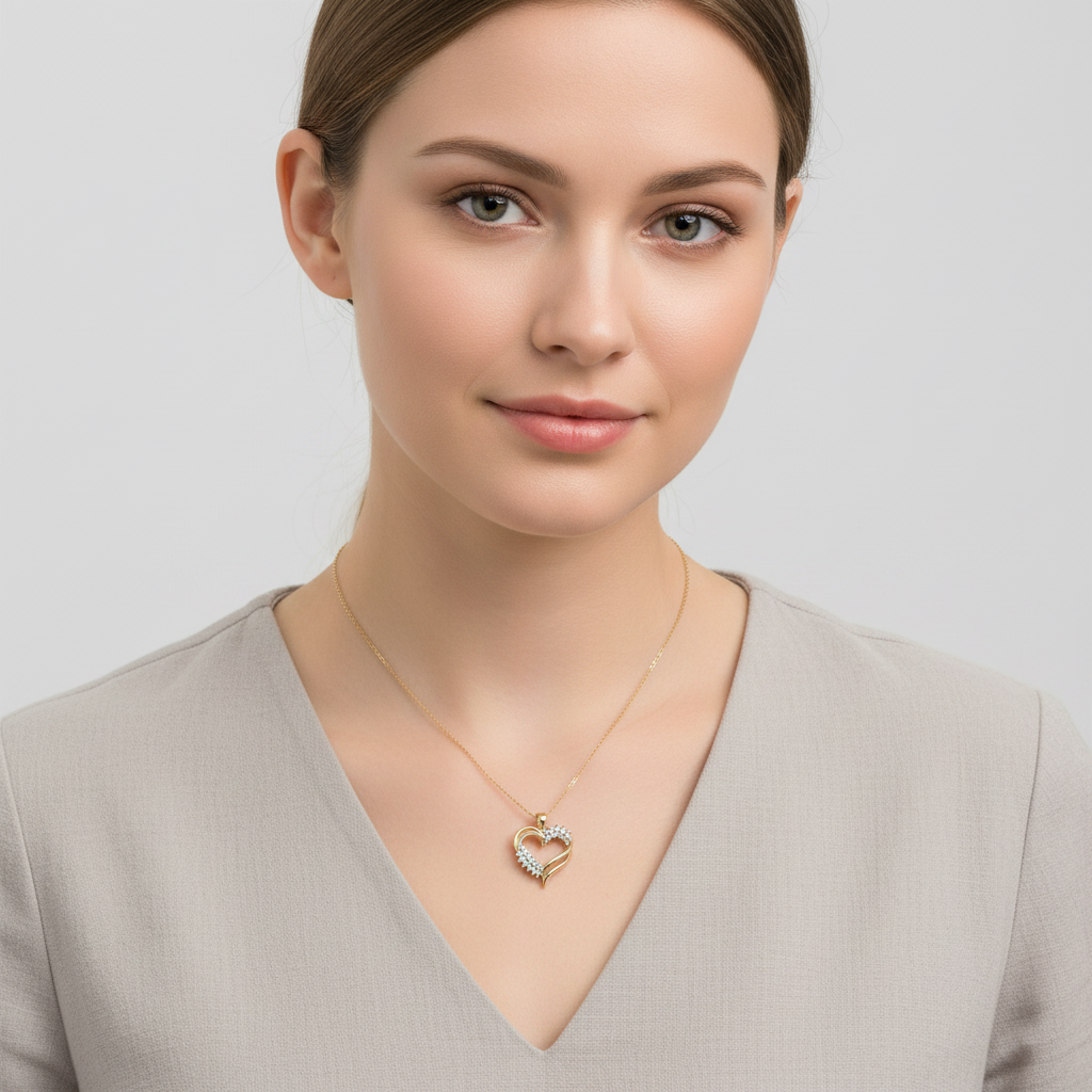 10K Yellow Gold Diamond Heart Pendant