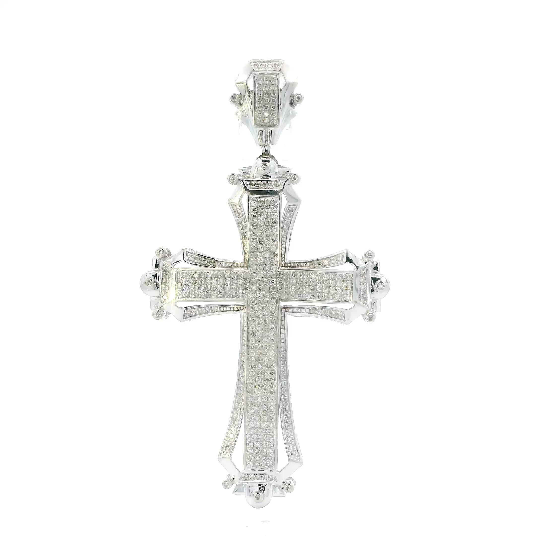 10K White Gold Diamond Cross Pendant - 1.05ct