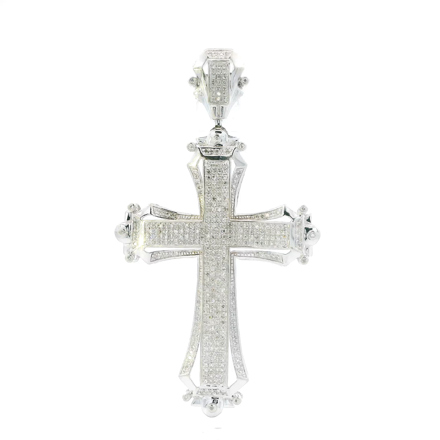 10K White Gold Diamond Cross Pendant - 1.05ct