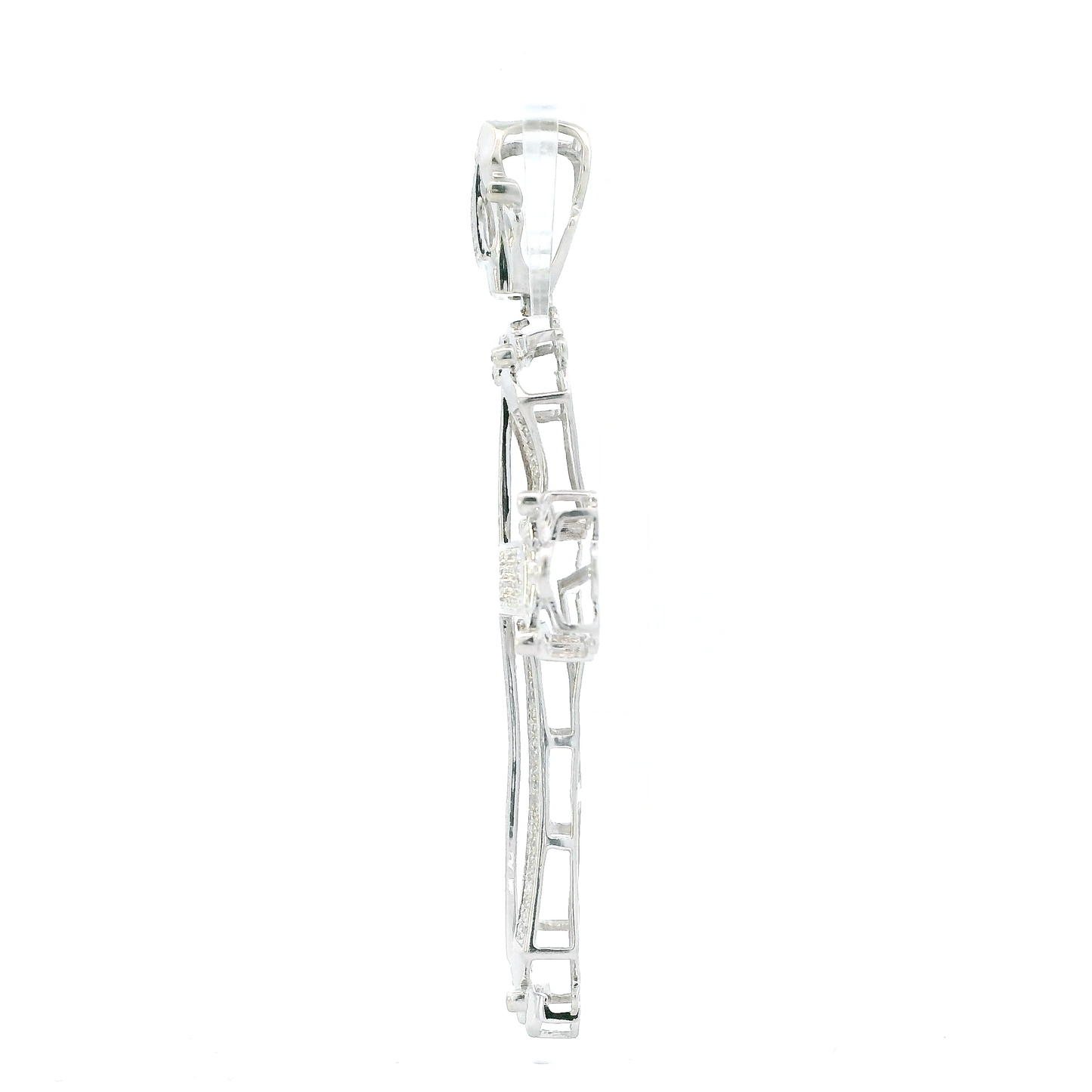 10K White Gold Diamond Cross Pendant - 1.05ct